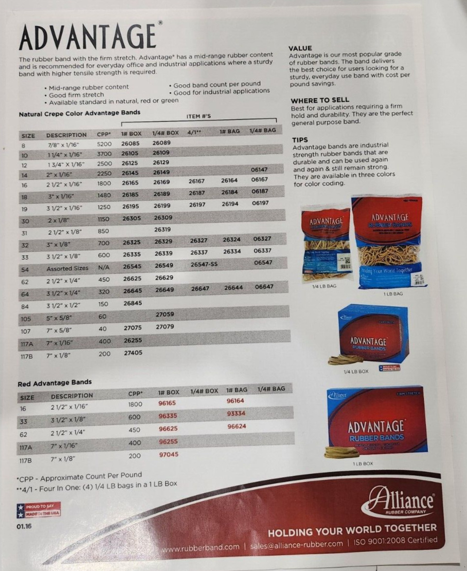 Alliance Rubber Red Advantage Bands 3″ x 1/8″ #32 1 LB Bag Floral & Produce