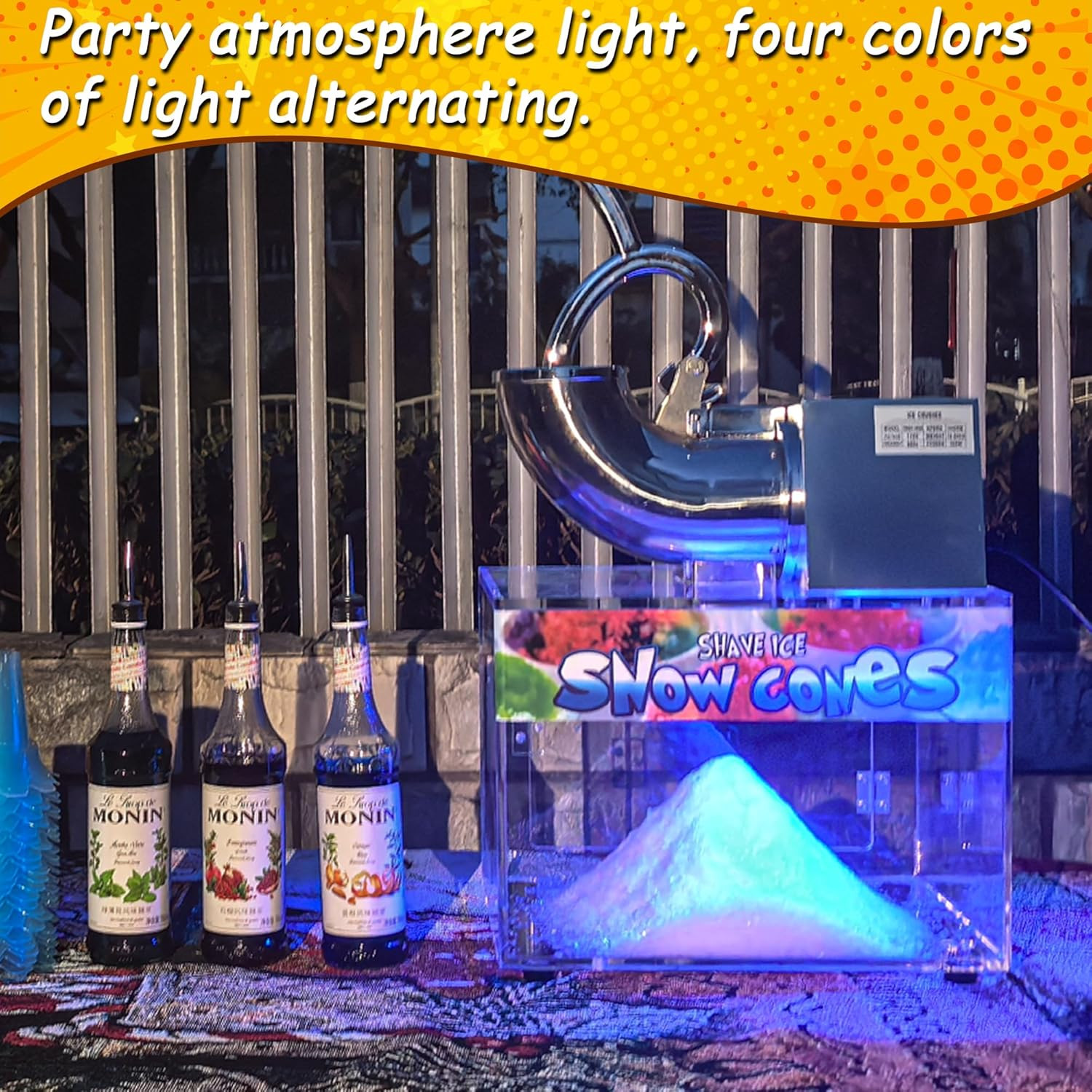 48L Snow Cone Machine, 500LB/H Commercial Shaved Ice Machine, 300W Electric Ice