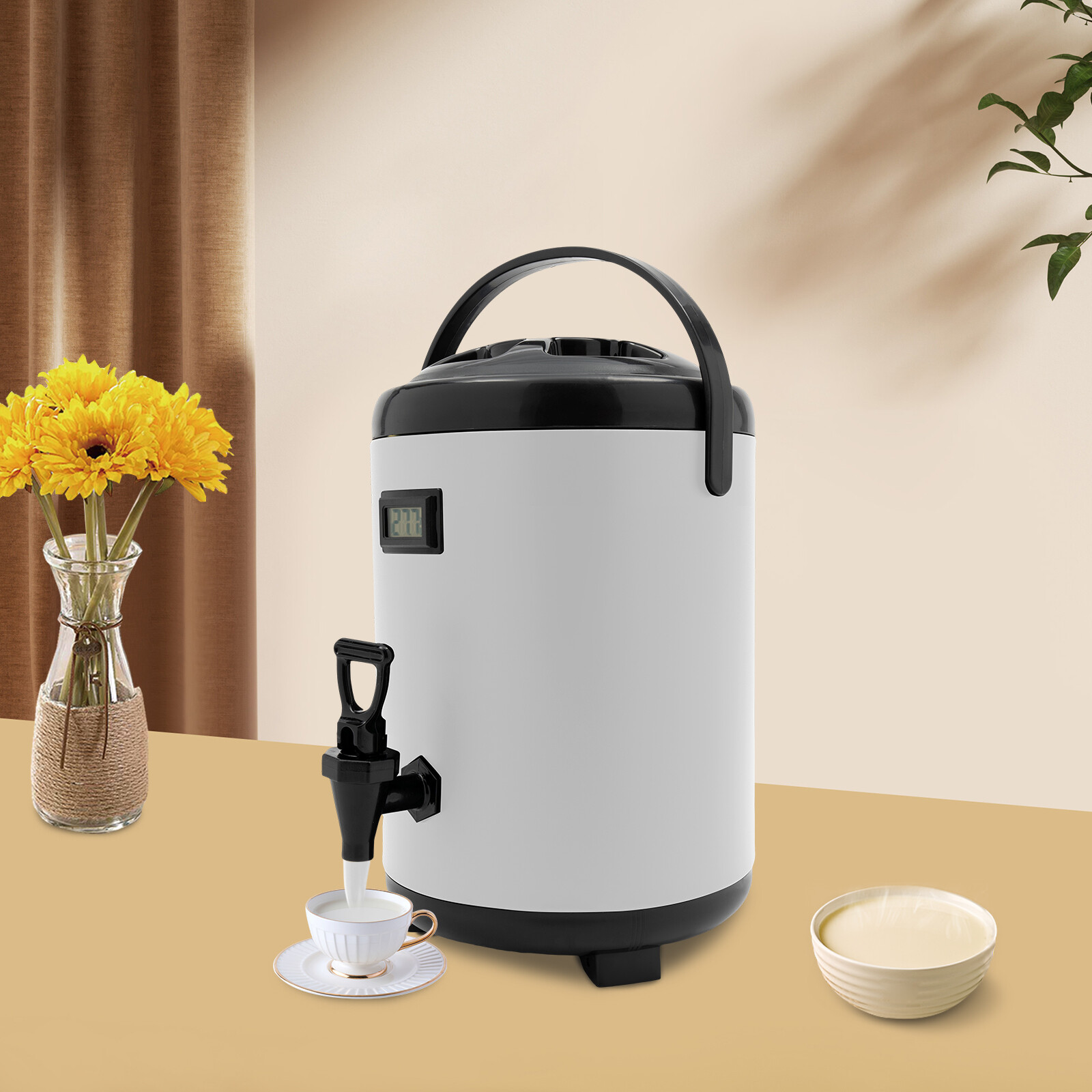 8L/2.11gal Insulated Beverage Dispenser With Lid, Cold And Hot Drink Dispenser
