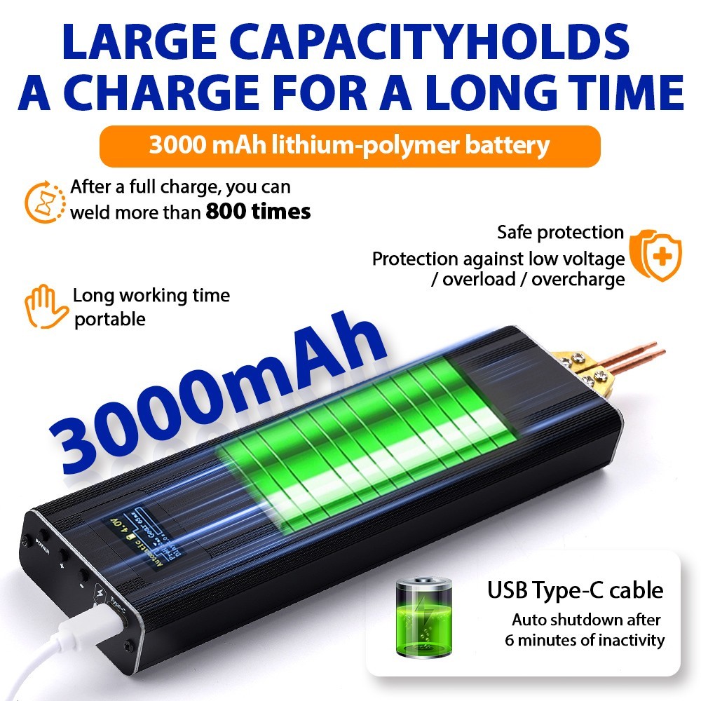 Spot Welder Machine 3000mAh Battery Spot Welder 80 Gears for 18650 32650 26650