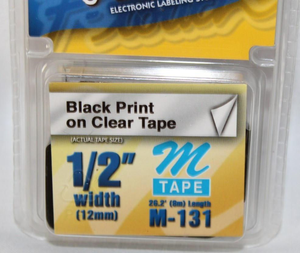 2 NEW Brother 1/2″ P-Touch Tape M-131 Black on Clear M-931 Black on Silver #14