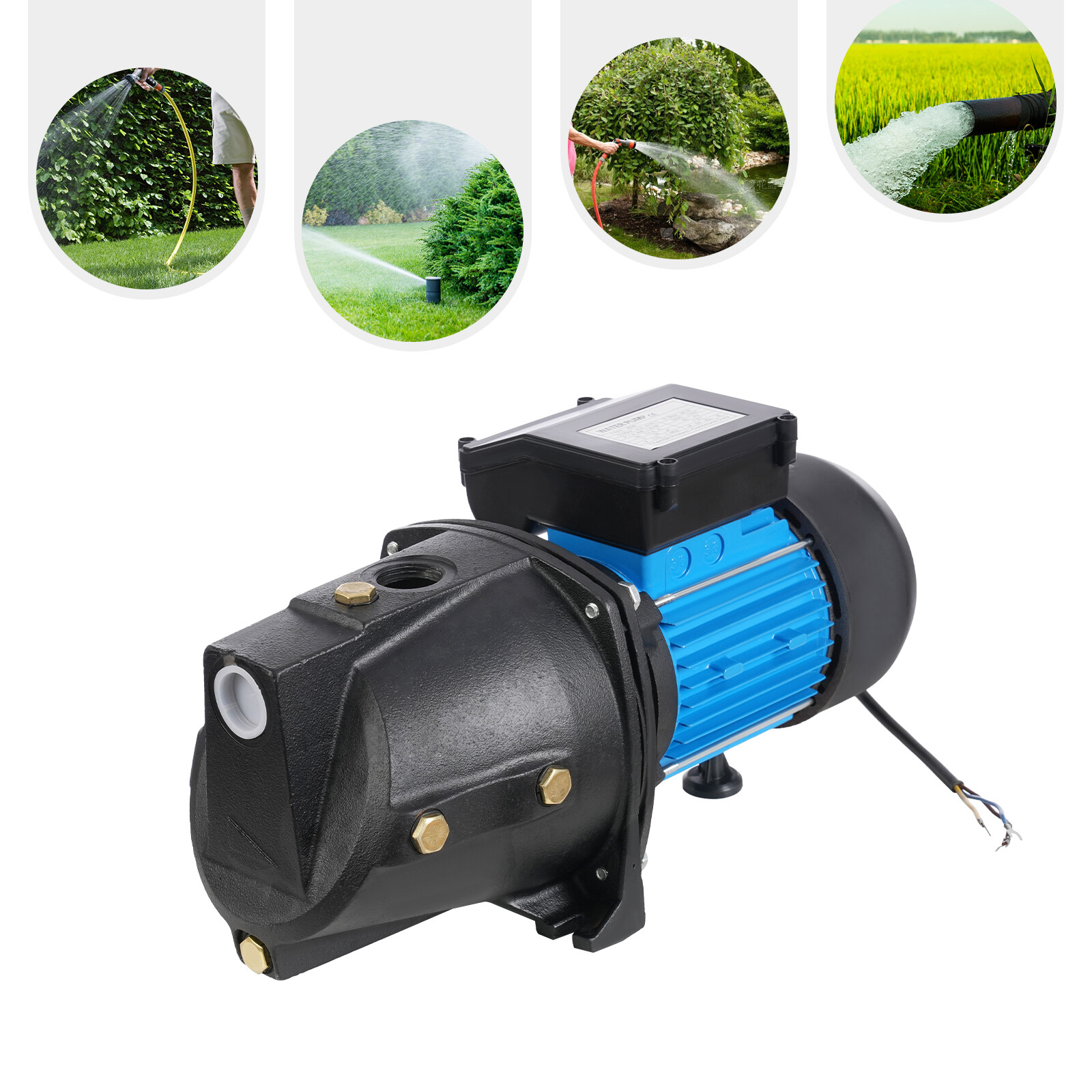 1.6HP Shallow Well Jet Pump, Cast Iron Irrigation Pump for Home Farm Garden Lawn