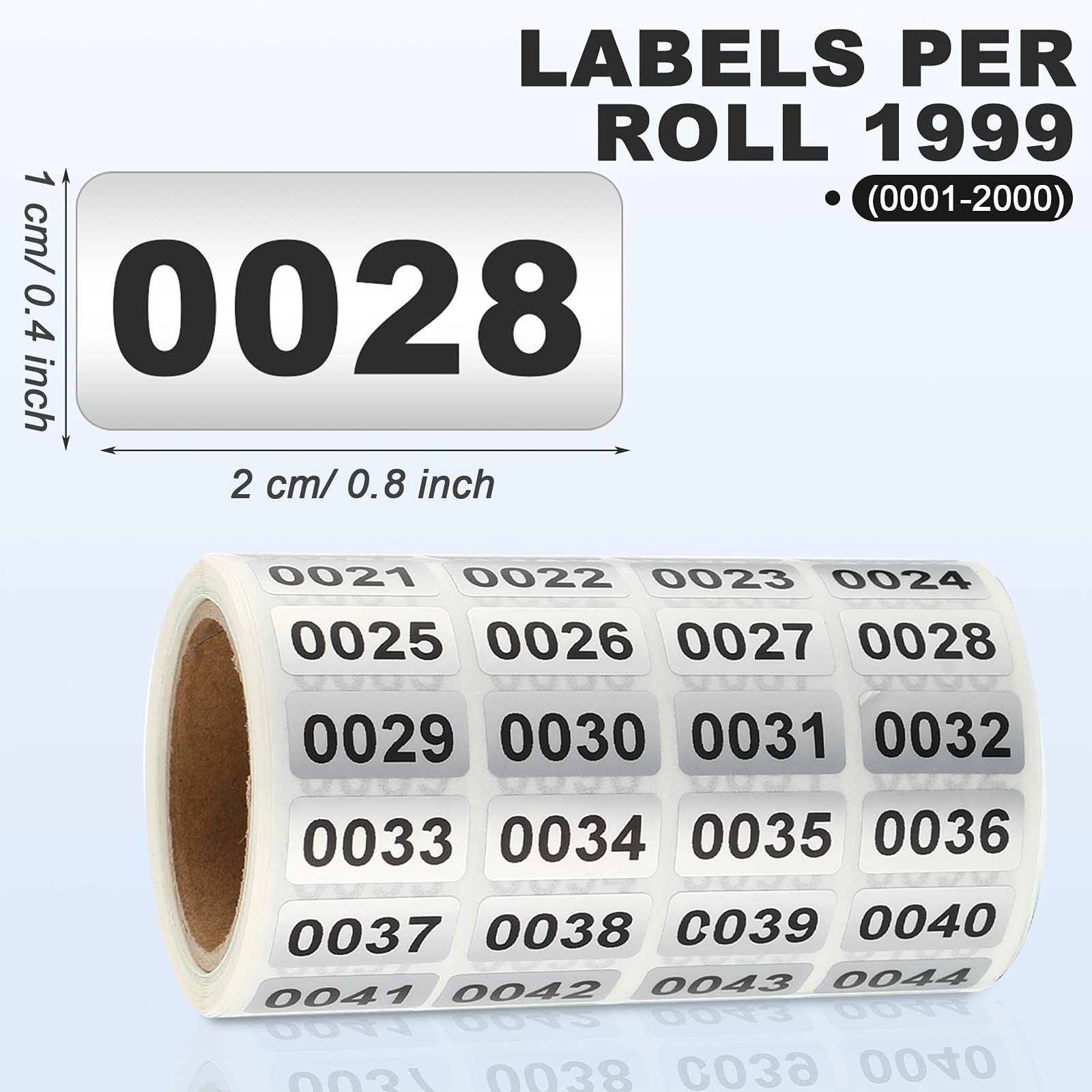 Zonon 001-2000 Pieces Inventory Number Sticker Labels small, Multicoloured