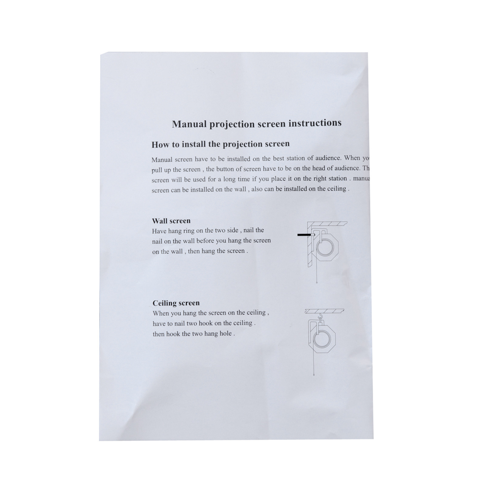 120» Projector Screen Projection Screen Manual Pull Down HD Screen 1:1 Format