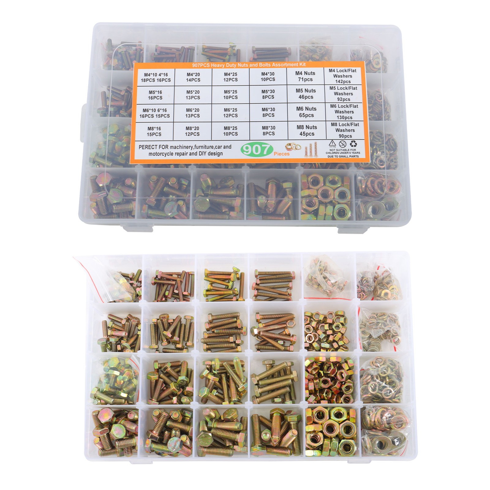 907* GRADE 8.8 METRIC BOLT ASSORTMENT M8 M6 M4 M5 HEAVY DUTY BOLTS AND NUTS KIT