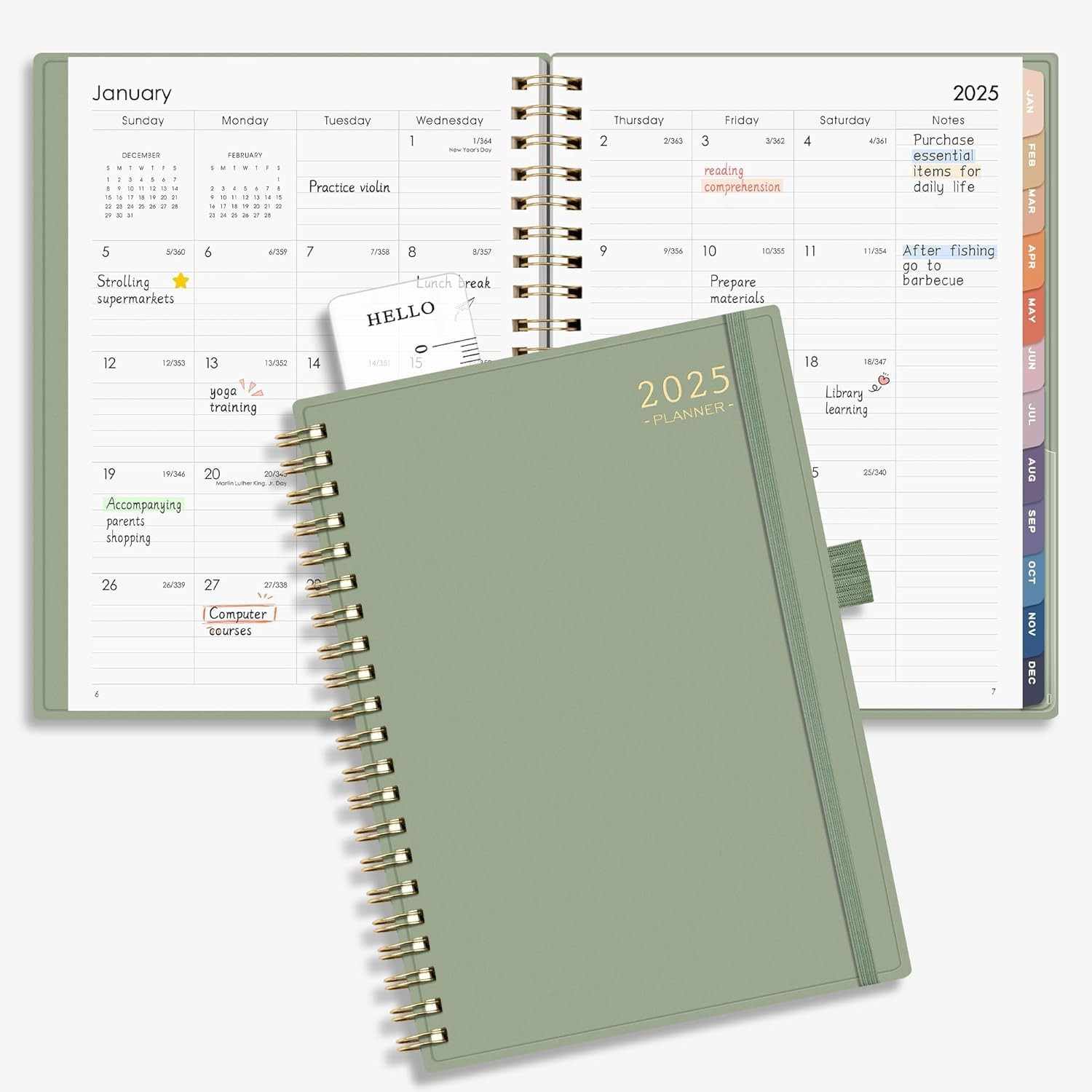 2025 Planner, Weekly and Monthly Planner, Jan 2025 – Dec 2025, 8.5″ × 11″, Large