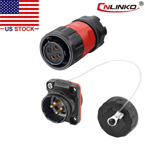 4 Pin Power Connector Female Plug Male Socket Outdoor Waterproof IP67 Signal M20