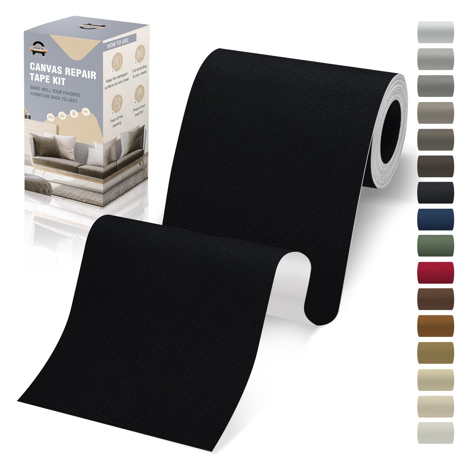 4 x 79 inch Canvas Repair Patches Canvas Fabric Patch Self-Adhesive Fabric Re…