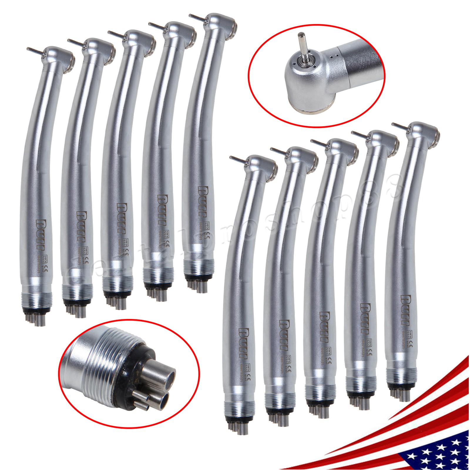 10X High Speed Handpiece 4 Holes Turbine 3-Spray U3BM Turbina Dental