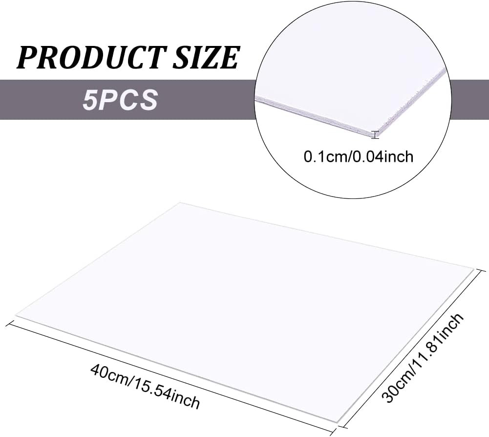 5 Pcs 1mm 11.8×15.7 Inch White PVC Foam Sheet Expanded PVC for Crafts DIY