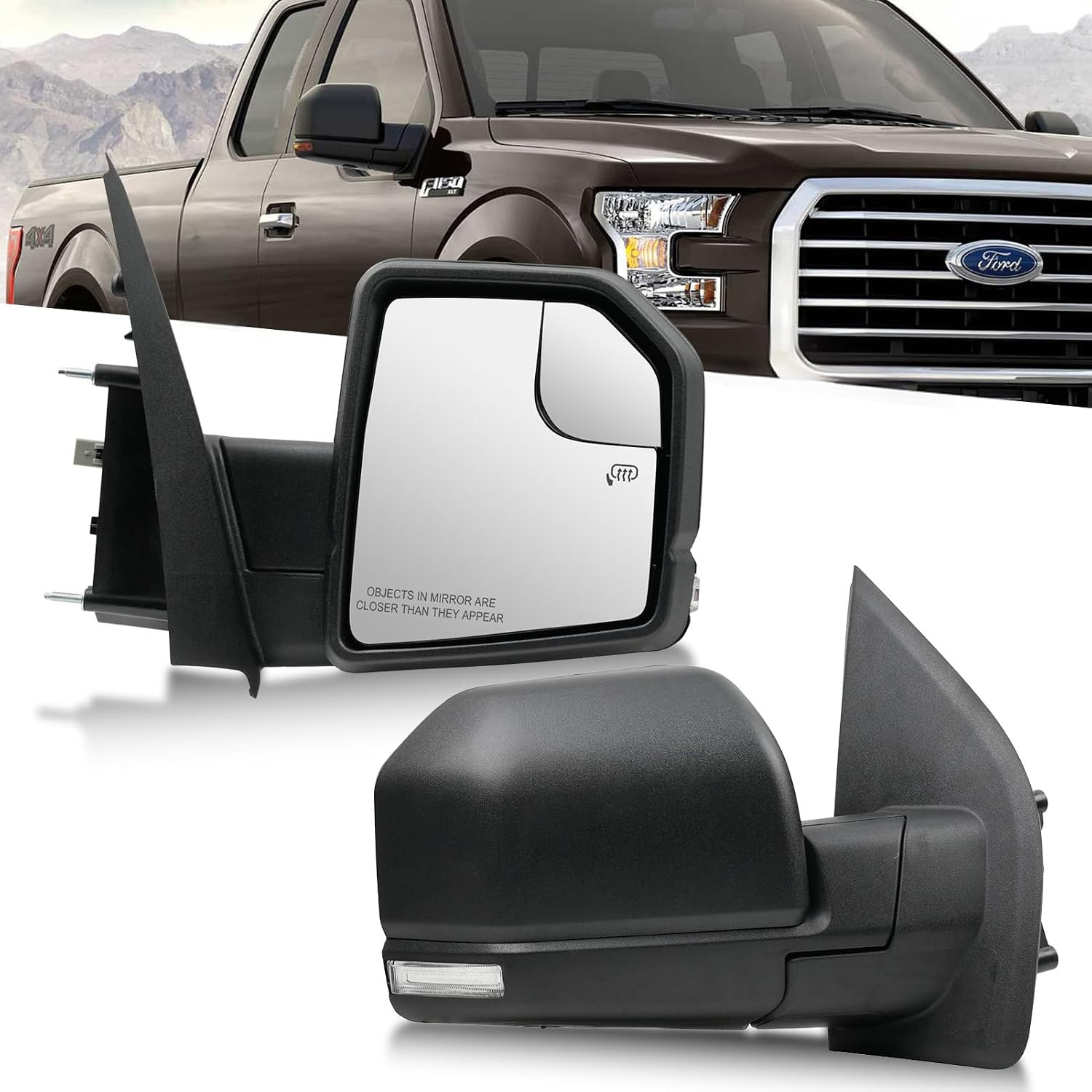 Passenger Side Mirrors for Ford F150 2015 2016 2017 2018 2019 2020，Right Side Vi