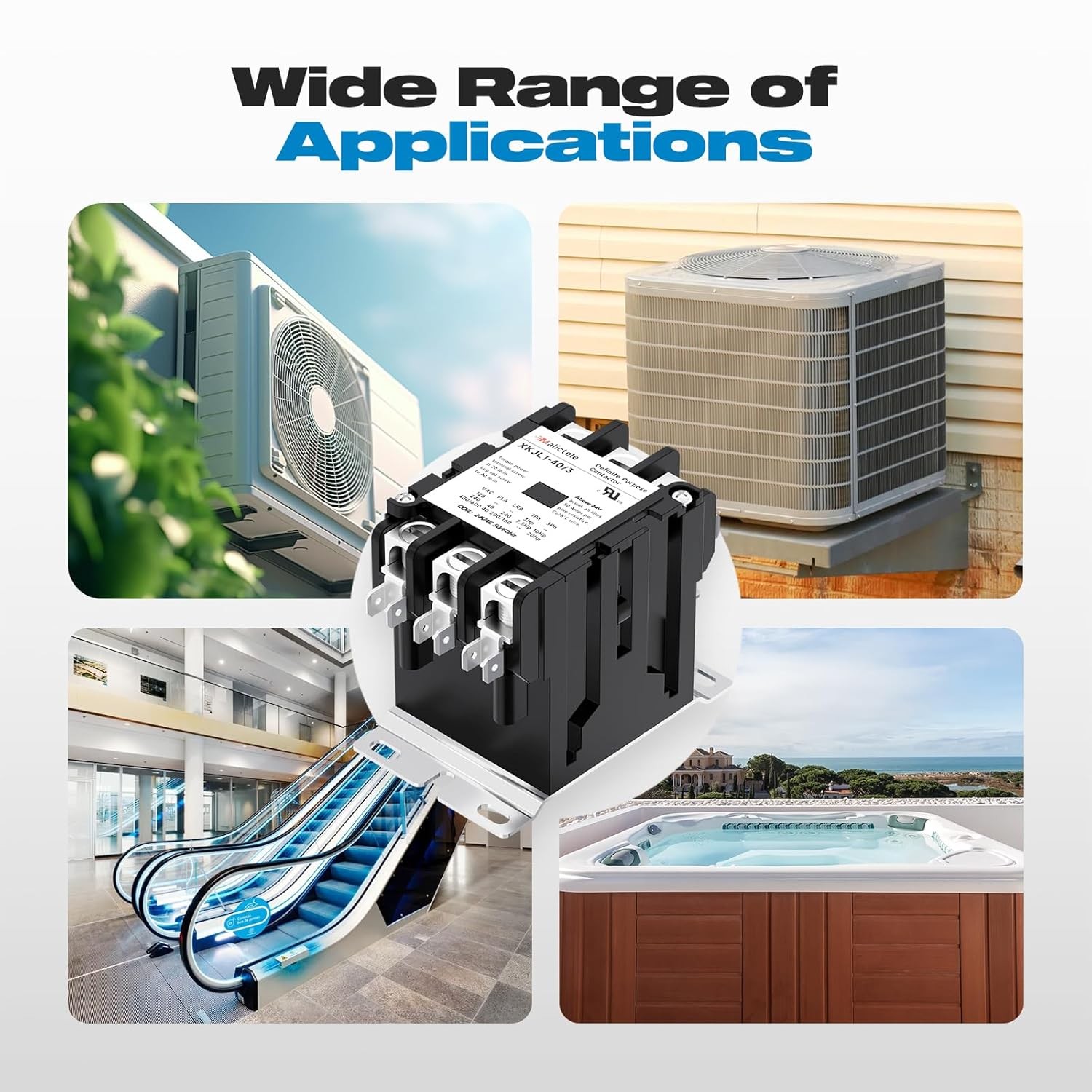 AC Contactor, 3 Pole 40 Amp 24v Coil A2L Compliant Heavy Du Size: 3P 40A 24VAC