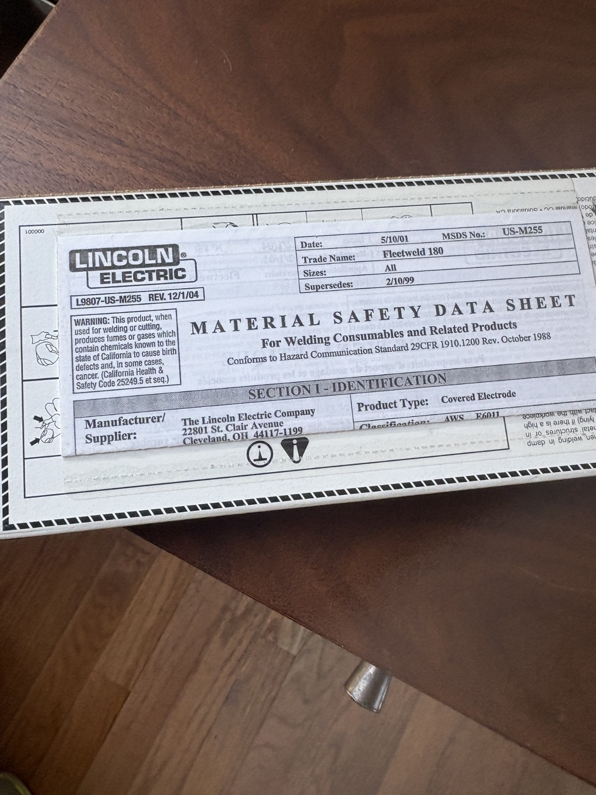 LINCOLN ELECTRIC 1/8″ x 14″ FLEETWELD 180 E6011 Stick Electrode Nascar ISO 14001