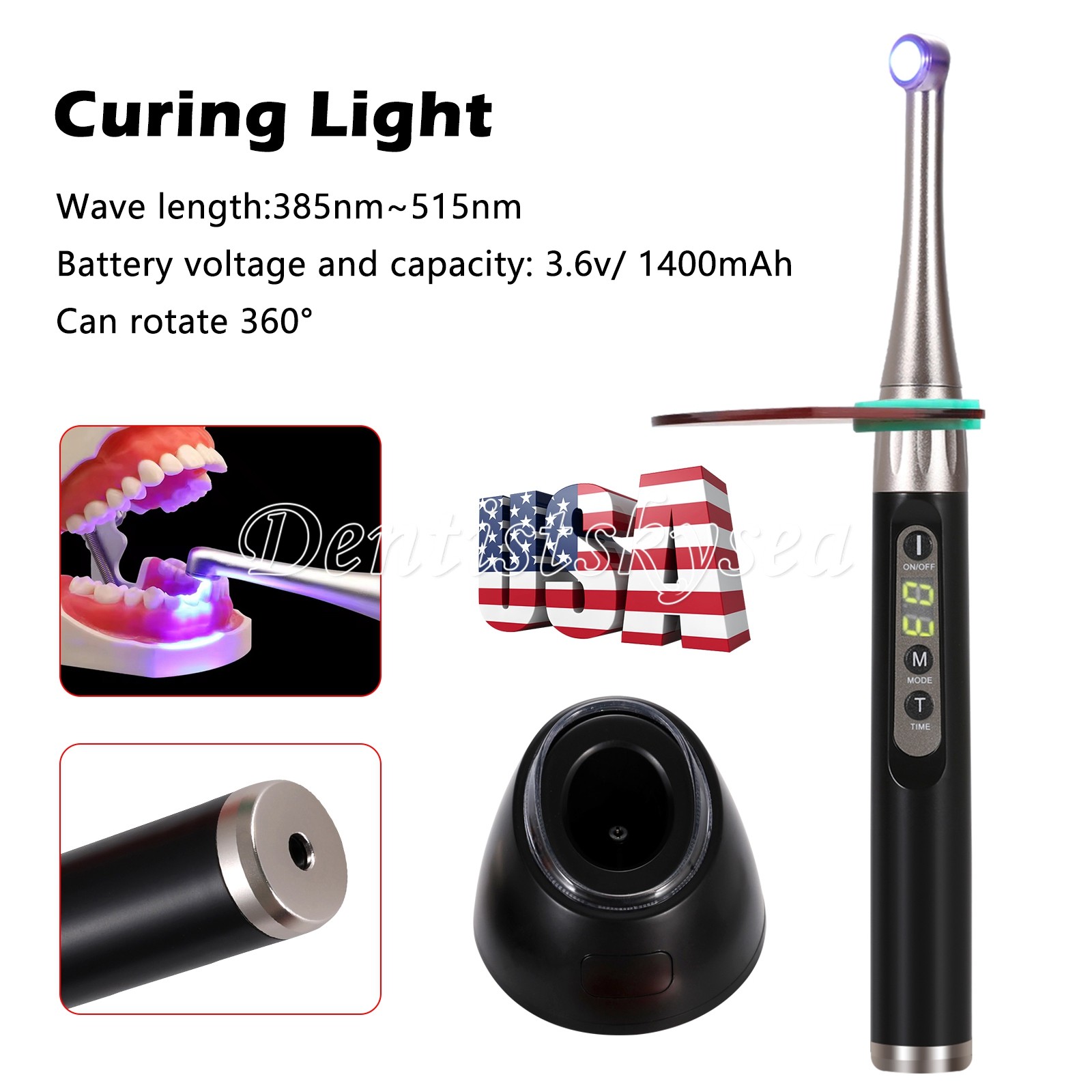 Dental LED Curing Light Cure Lamp Wireless Cordless Resin Woodpecker Style LA