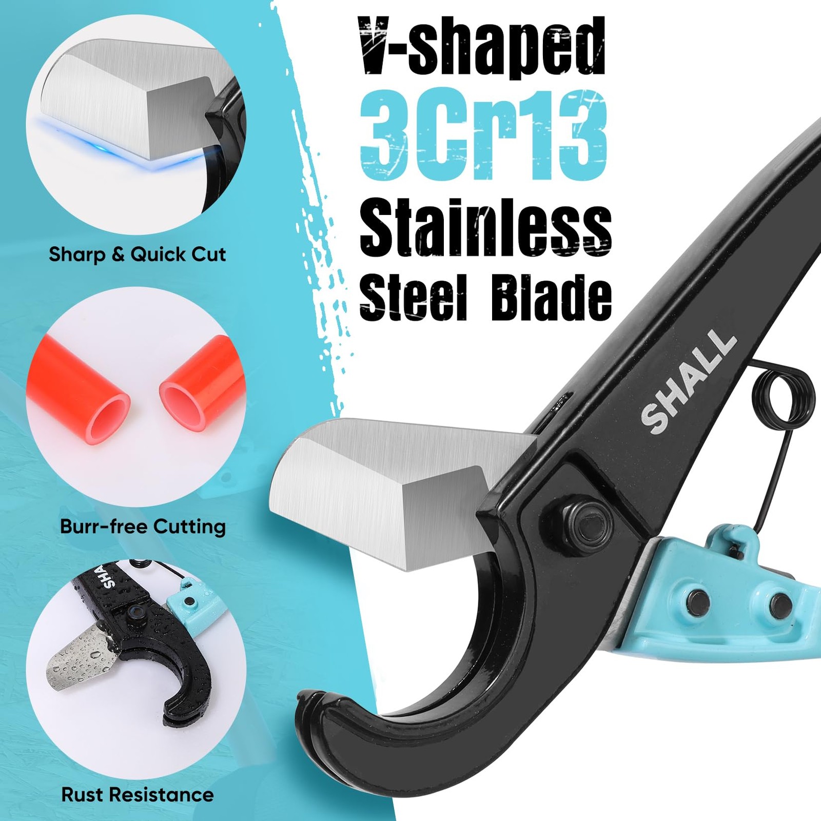 SHALL PEX Pipe Cutter, Cuts up to 1-3/8’’, Fast Tubing Blue-black