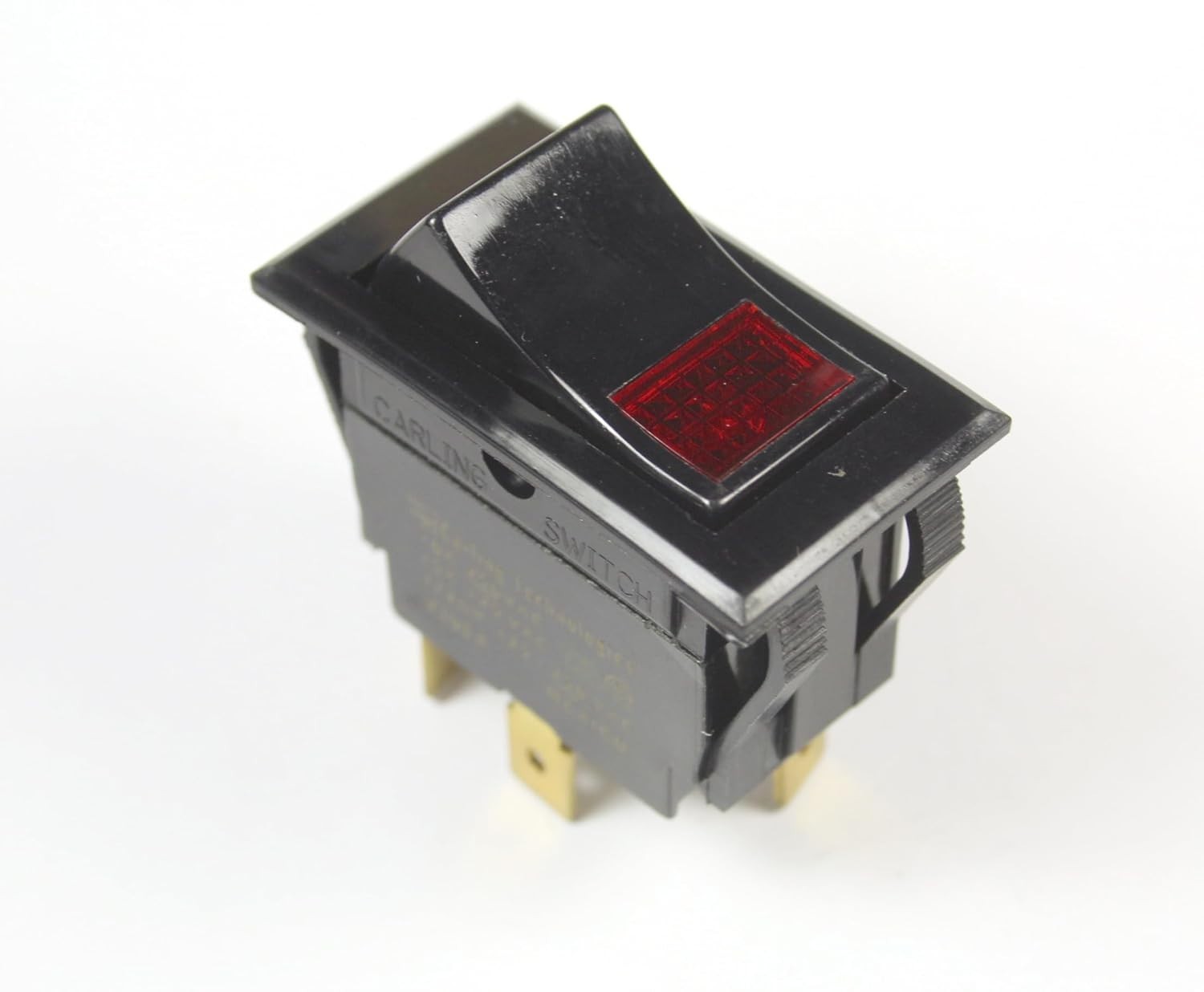 Carling RED Illuminated Rocker Switch, ON/OFF, 125v Neon Lamp, SPST, 3 blades