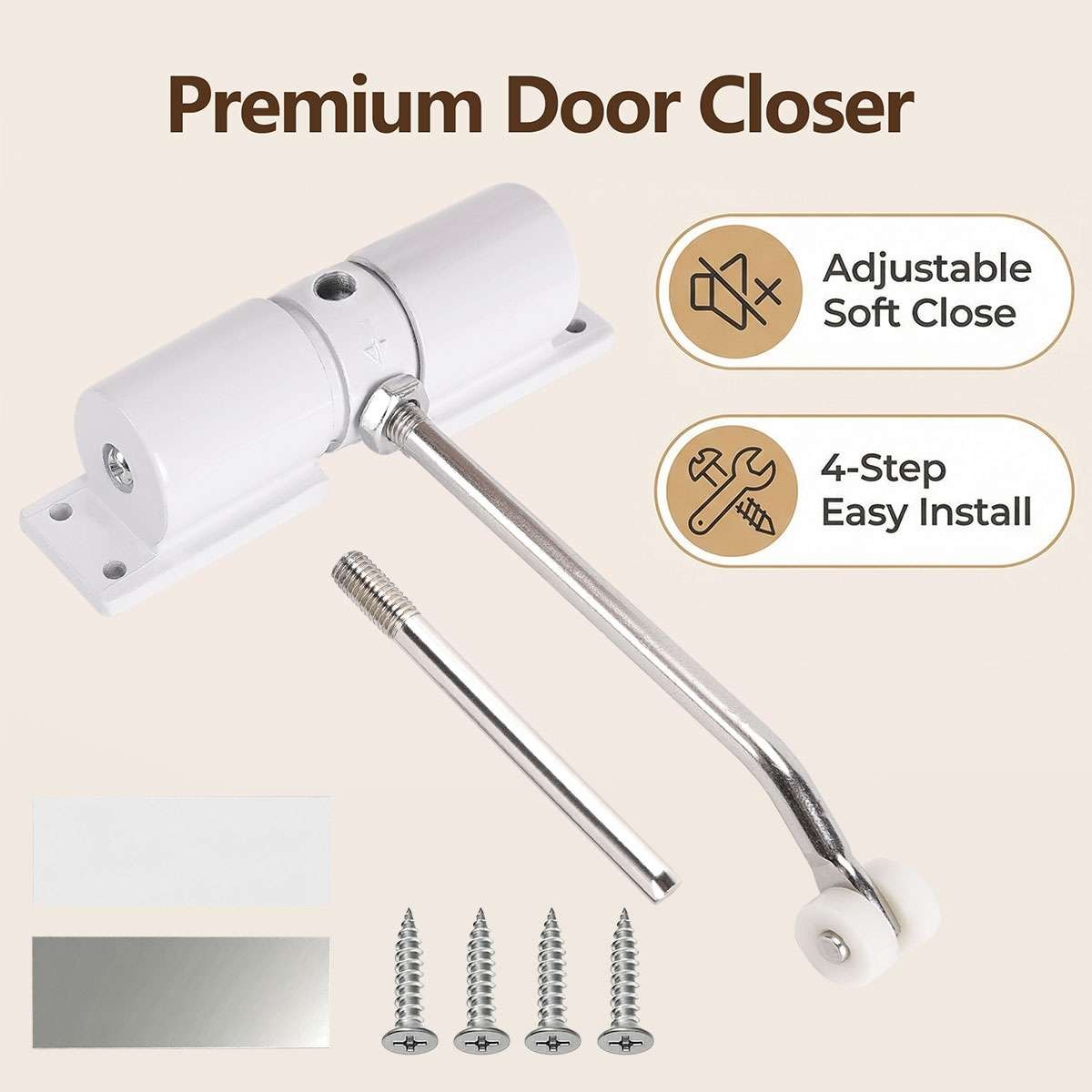Automatic Door Closer, Stainless Steel Safety Spring Door Closer Adjustable