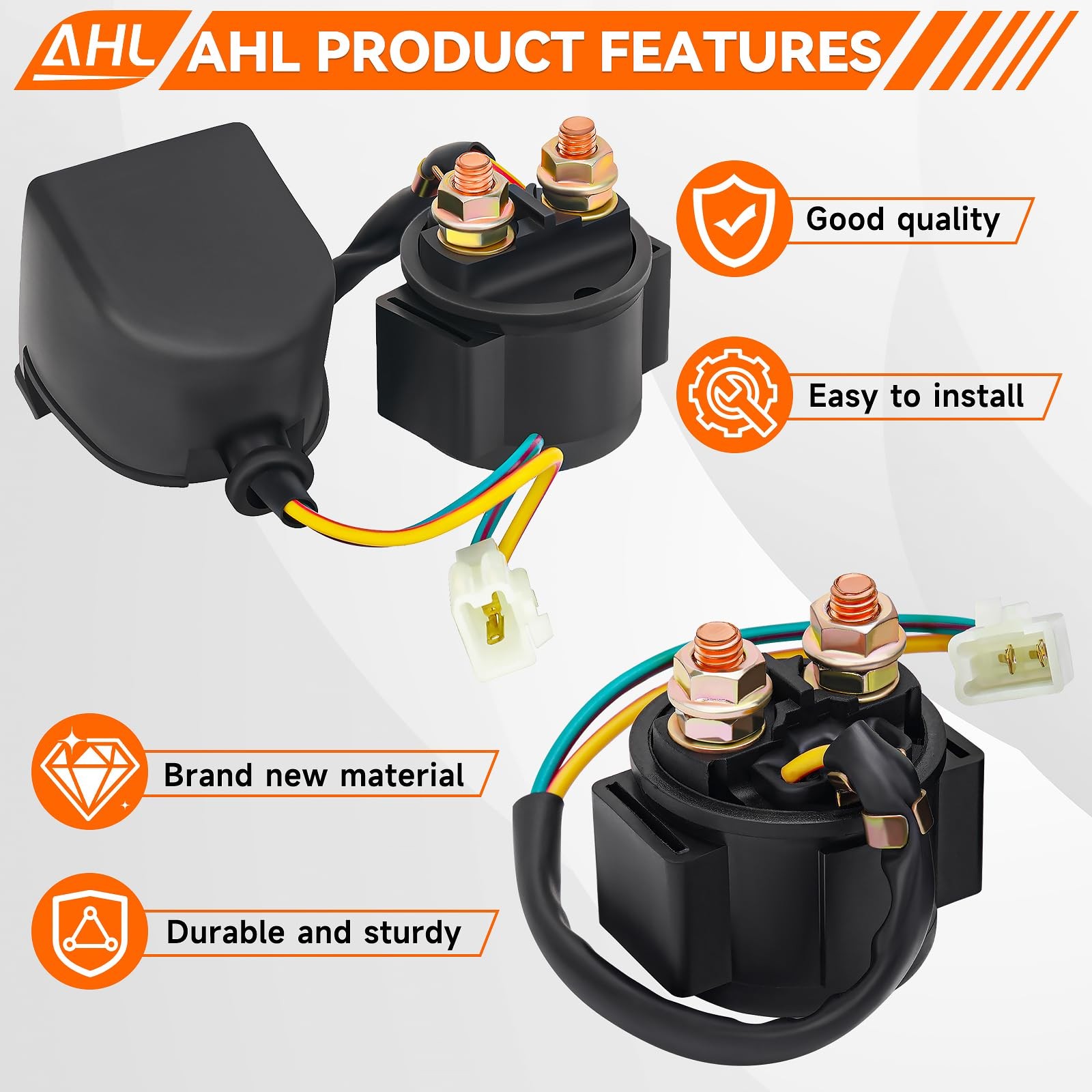 AHL Starter Solenoid Relay for 4-Stroke GY6 Engine 50cc 70cc Black, black