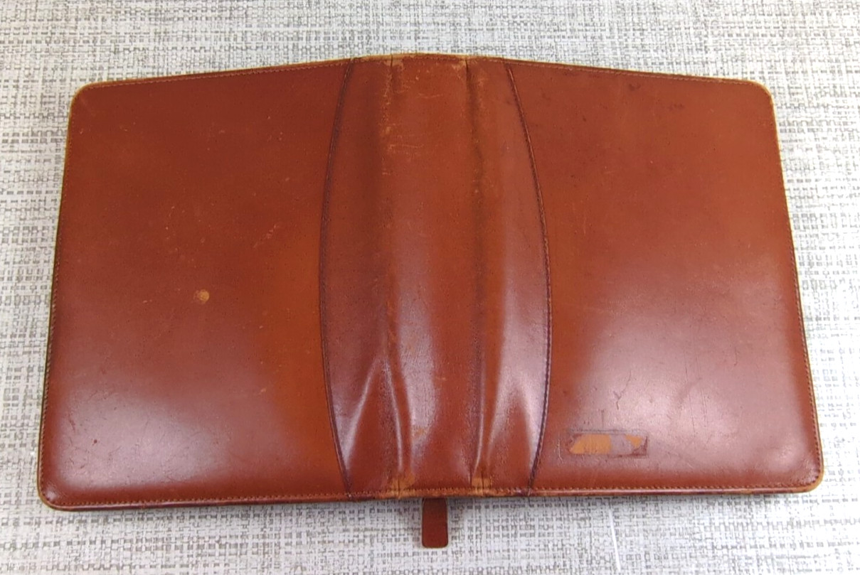Franklin Quest Classic Distressed Leather Zip Binder 7 Gold Rings 1.5″ Brown