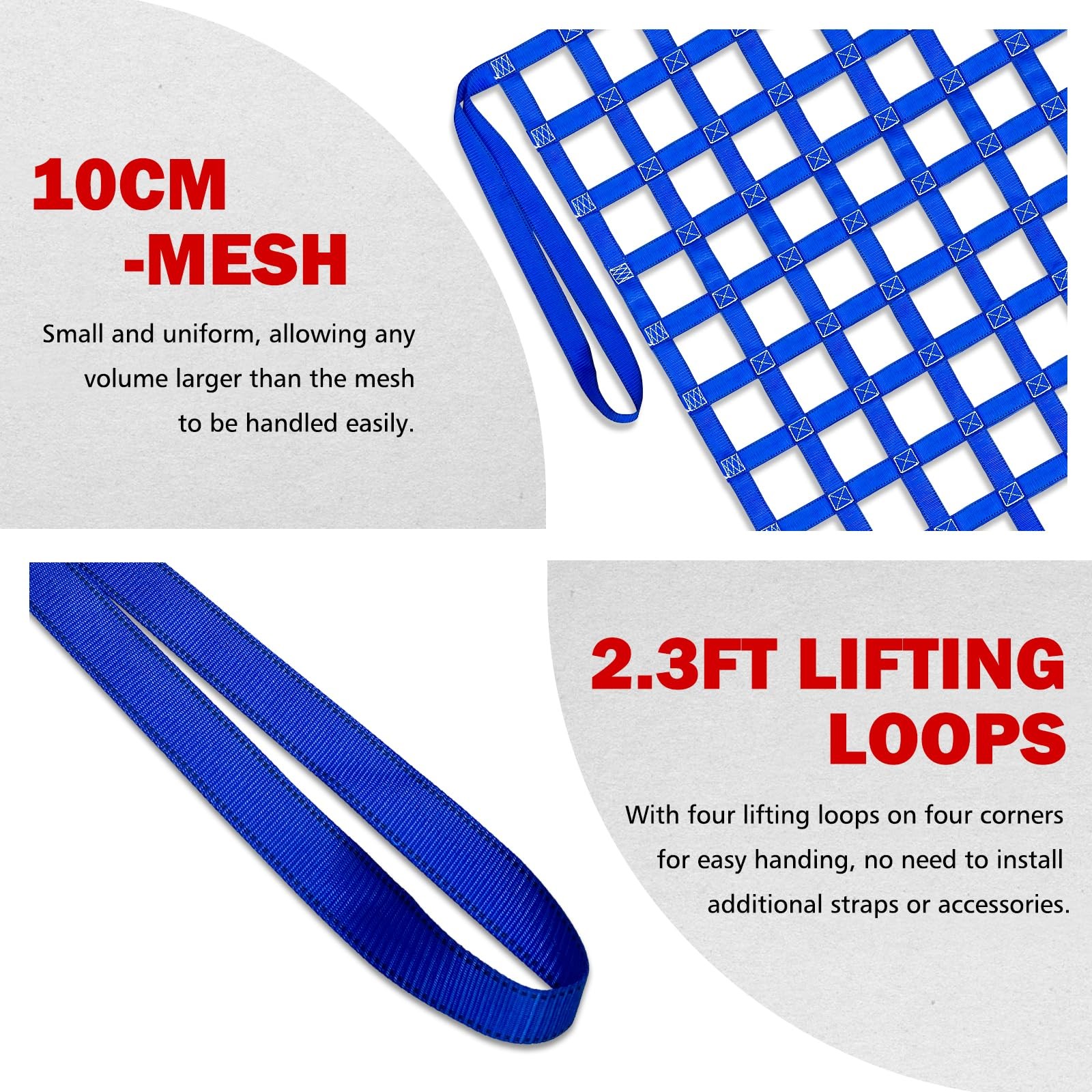 Cargo Lifting Net 1212LBS, 4.92’X4.92′ Safety Lifting Net Straps for Hoist 10Cm