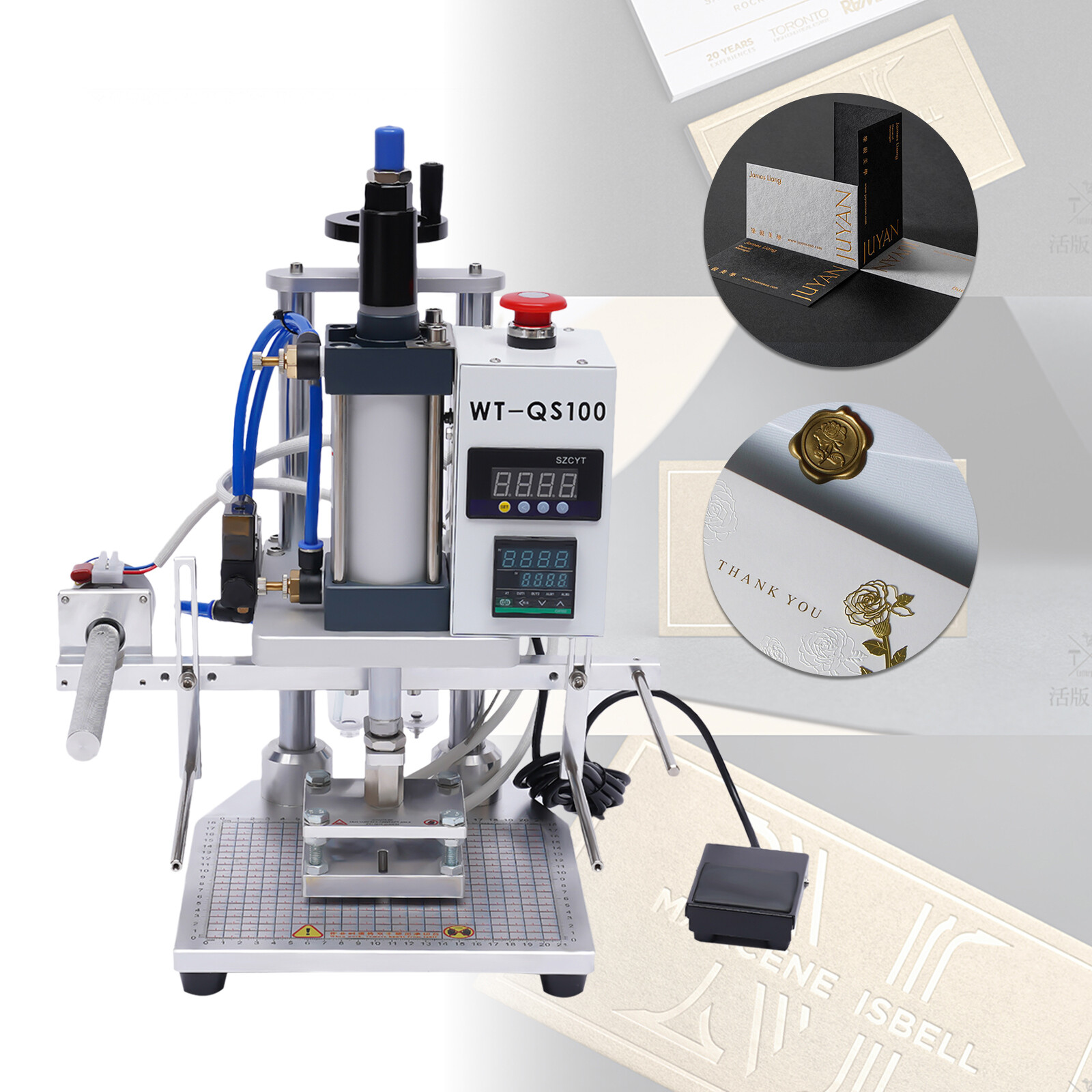Hot Foil Stamping Machine 550W Air Pneumatic For Leather PU Logo Press 8x10cm