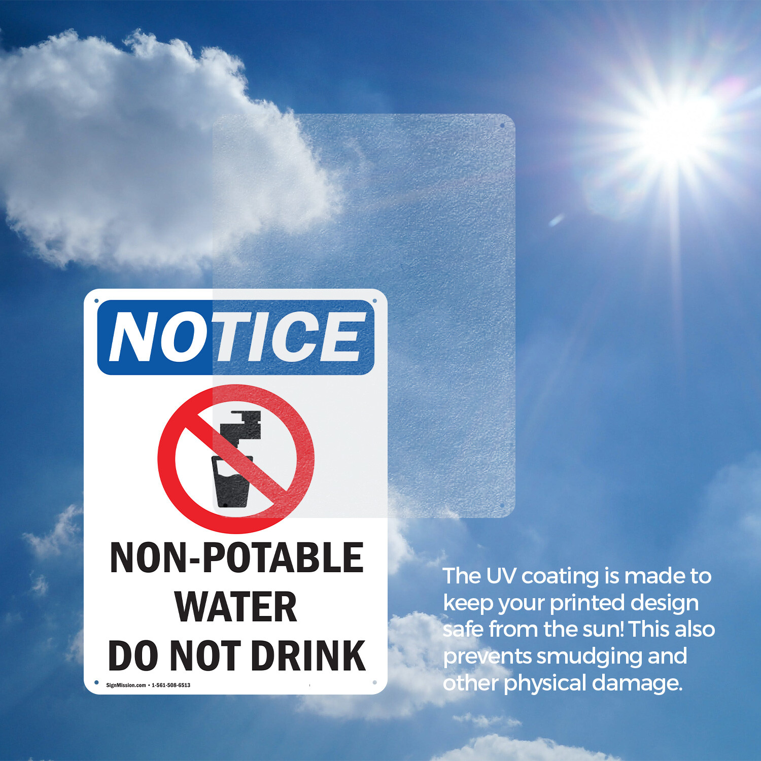 (2 Pack) Non-Potable Water OSHA Notice Sign Decal Metal Plastic