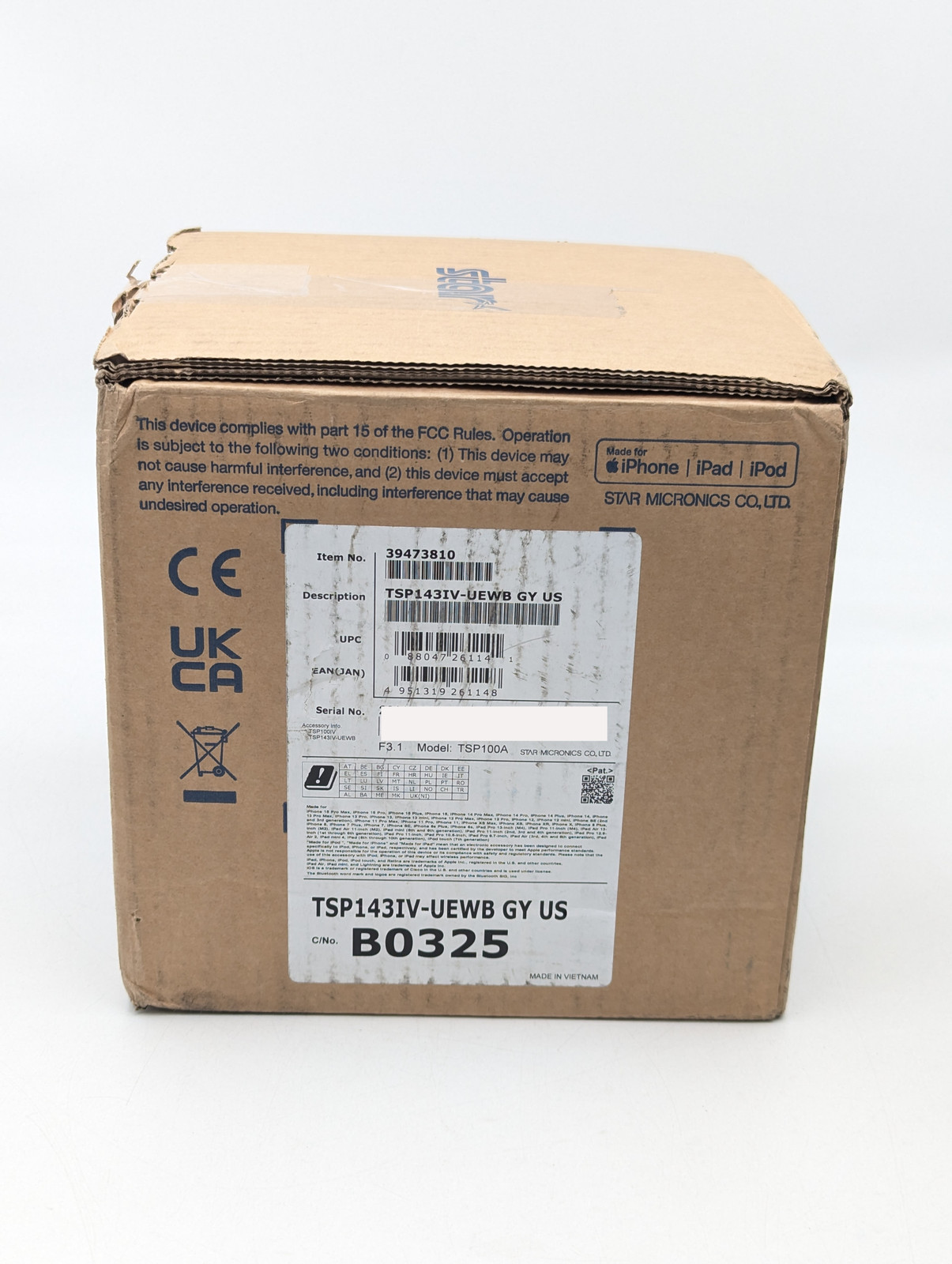 Star Micronics TSP100A TSP143IV-UEWB Thermal Receipt Printer (39473810) | Black