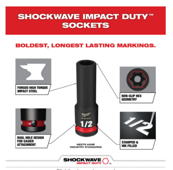 Milwaukee SHOCKWAVE 1/2in. Drive Metric 6 Point Impact Socket Set | 14-Piece Set