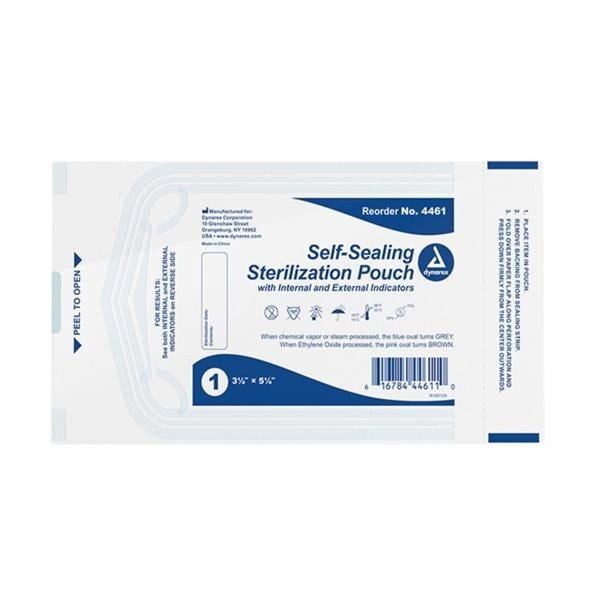 Dynarex 4461 Self-Sealing Sterilization Pouches 3.5″ X 5.25″ 200/Pk