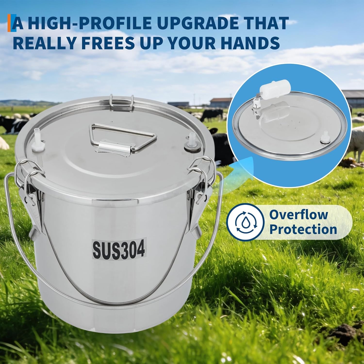 Portable Goat Electric Milker 3L 304 Stainless Steel Bucket 45-50kPa Vacuum