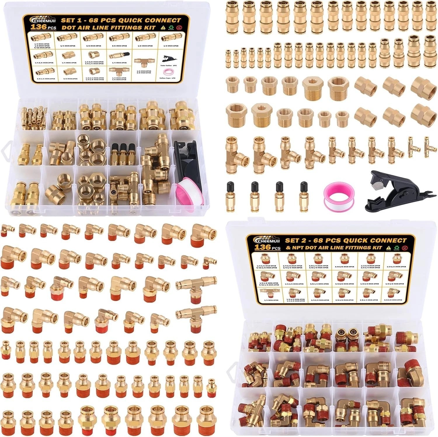 Complete 136 PCS Brass DOT Air Line Fittings – Quick Connect