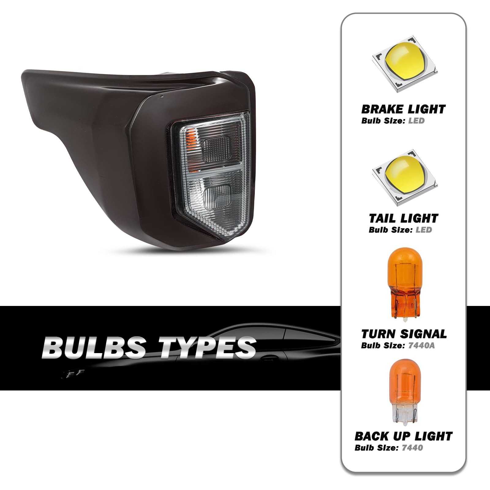 LED Tail Light Assembly for 2020-2024 Explorer Left Right Side Dark Red Smoke