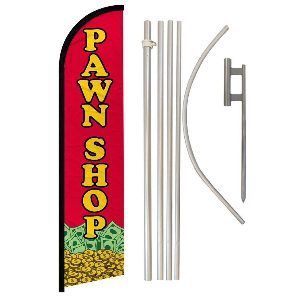 Pawn Shop Full Curve Windless Swooper Flag & Pole Kit Consignment