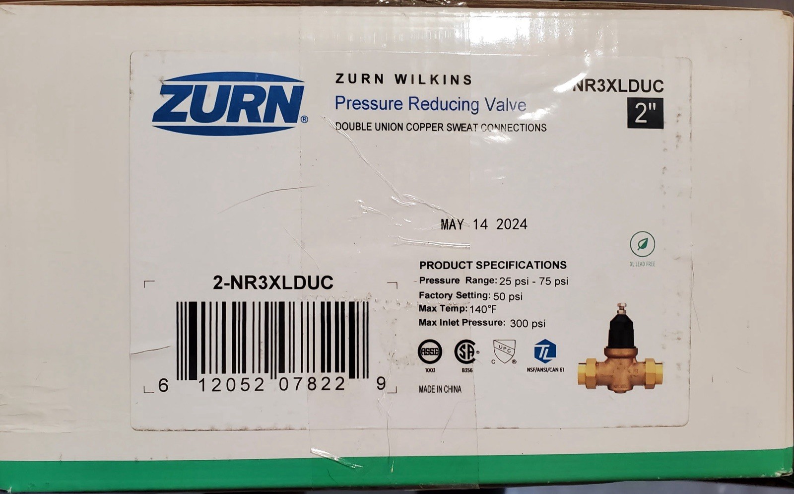 Wilkins 2” NR3XLDUC Water Pressure Reducing Valve Double Union Connections