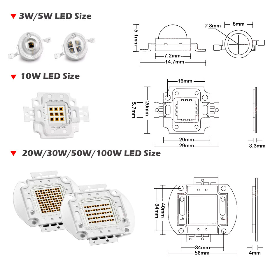 740nm 850nm 940nm High Power Smd Ir Led Chip 3W 5W 10W 20W 30W 50W 100W COB Bead