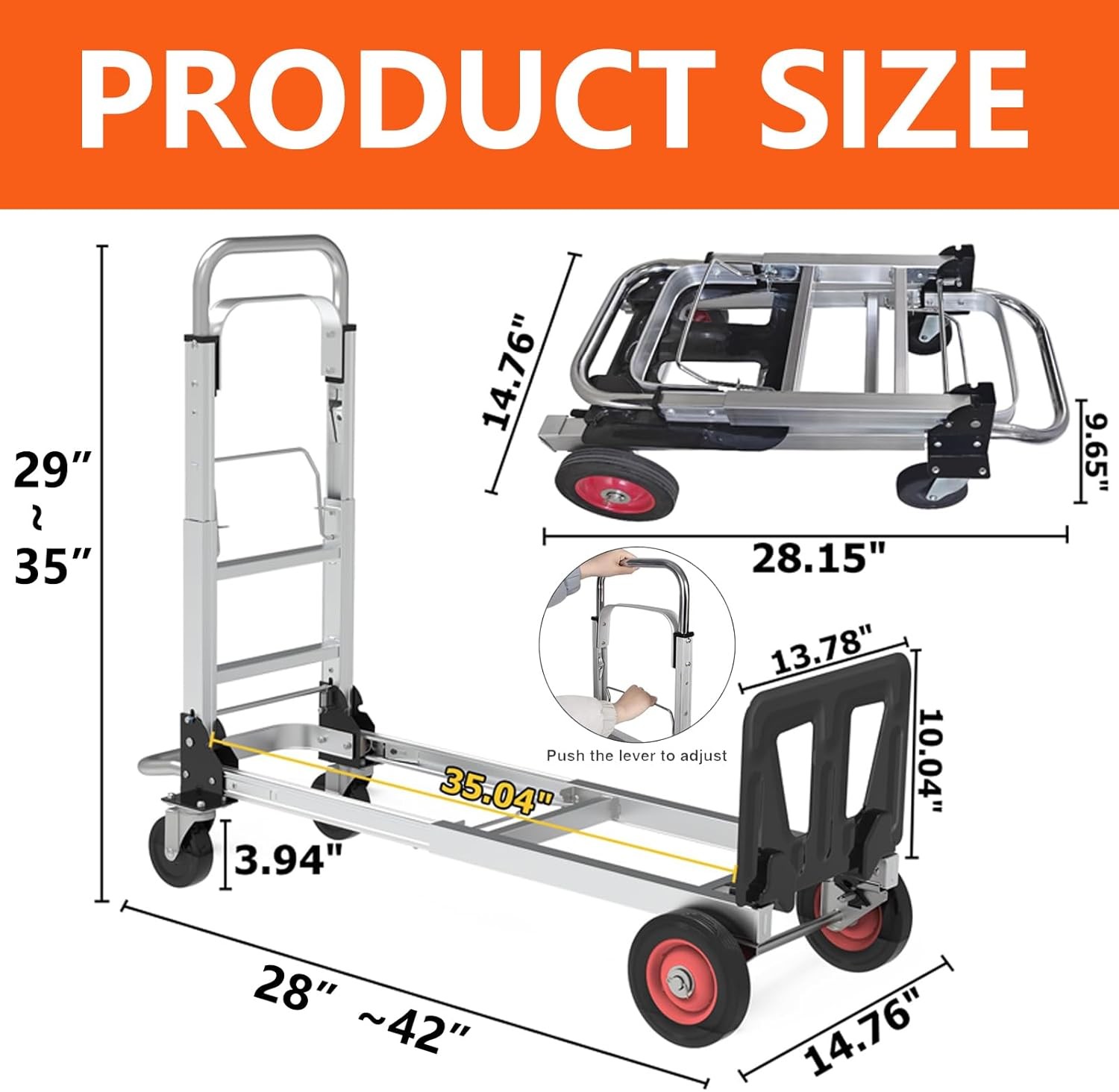 Aluminum Folding Hand Truck 550 LBS Capacity Convertible Hand Truck Dolly Cart