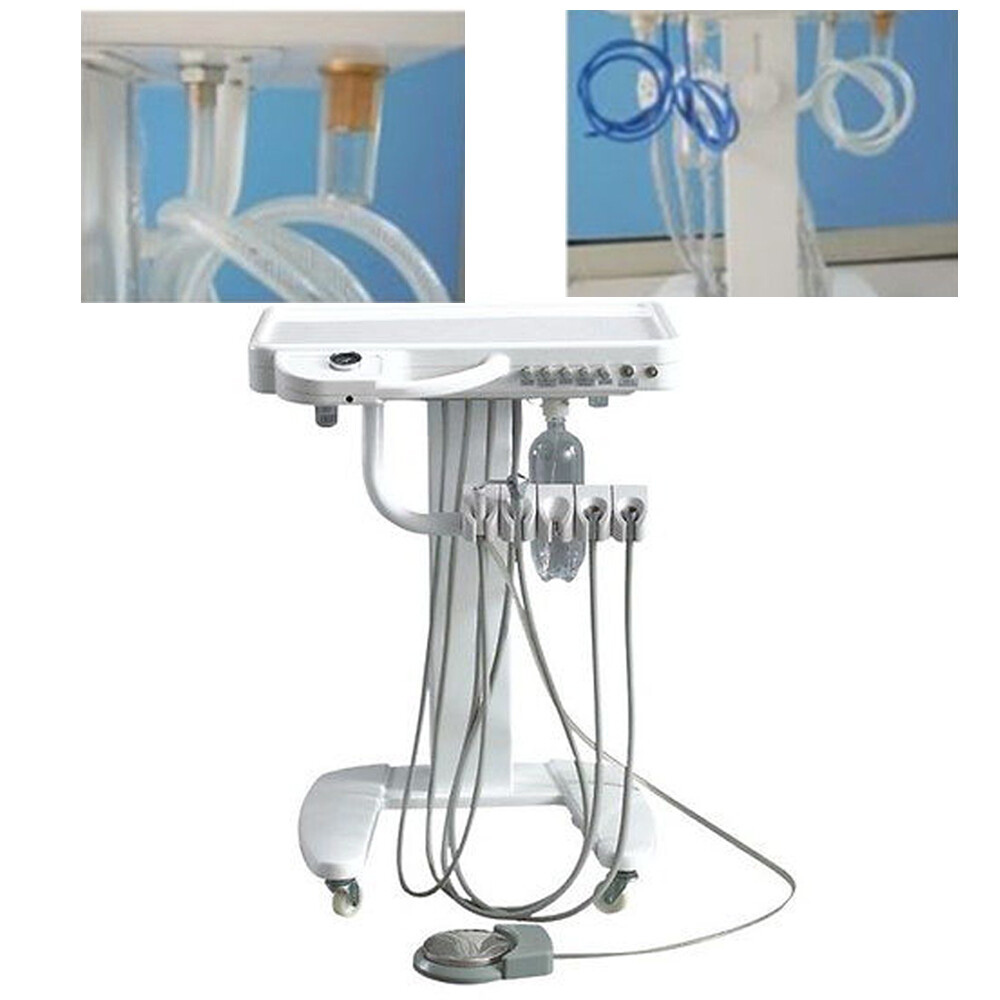 Portable Mobile Dental Delivery Unit System Cart Treatment Compressor 4-Hole USA