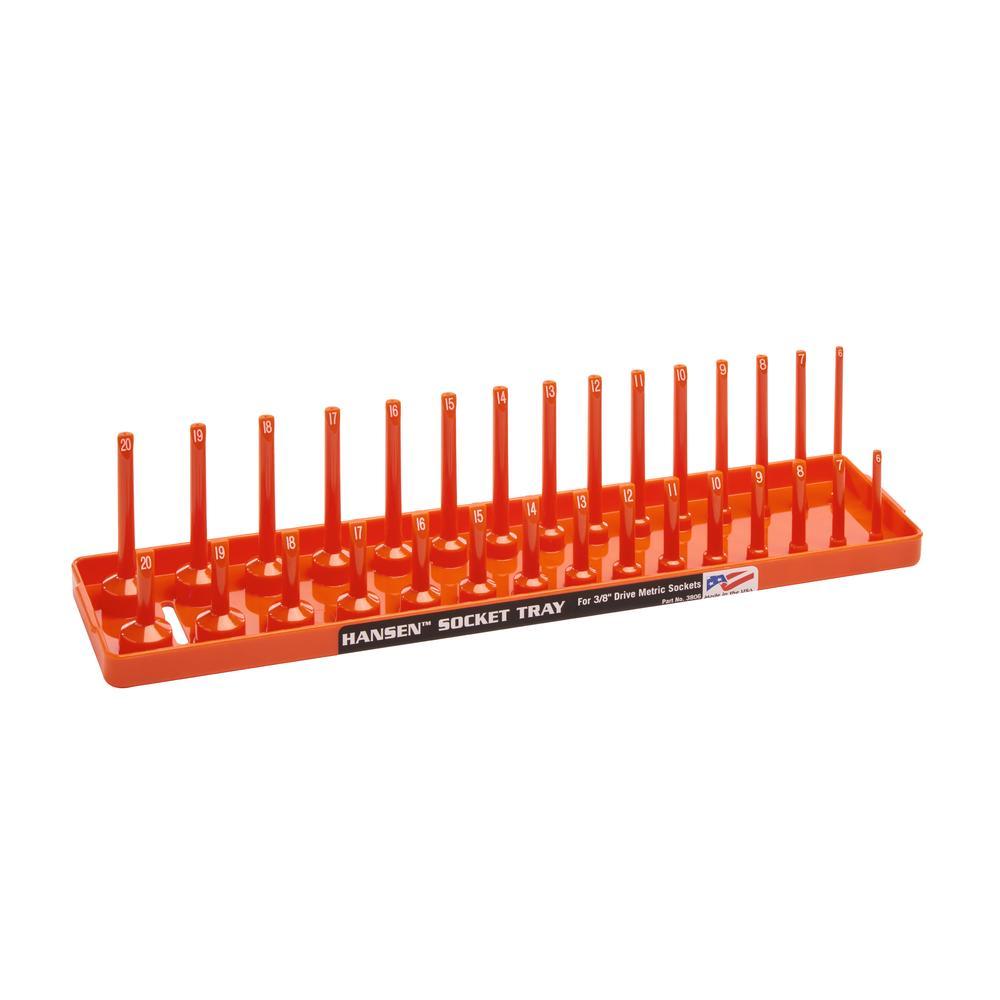 Hansen Global 3806 3/8? Drive Metric Regular & Deep Socket Holder  Orange