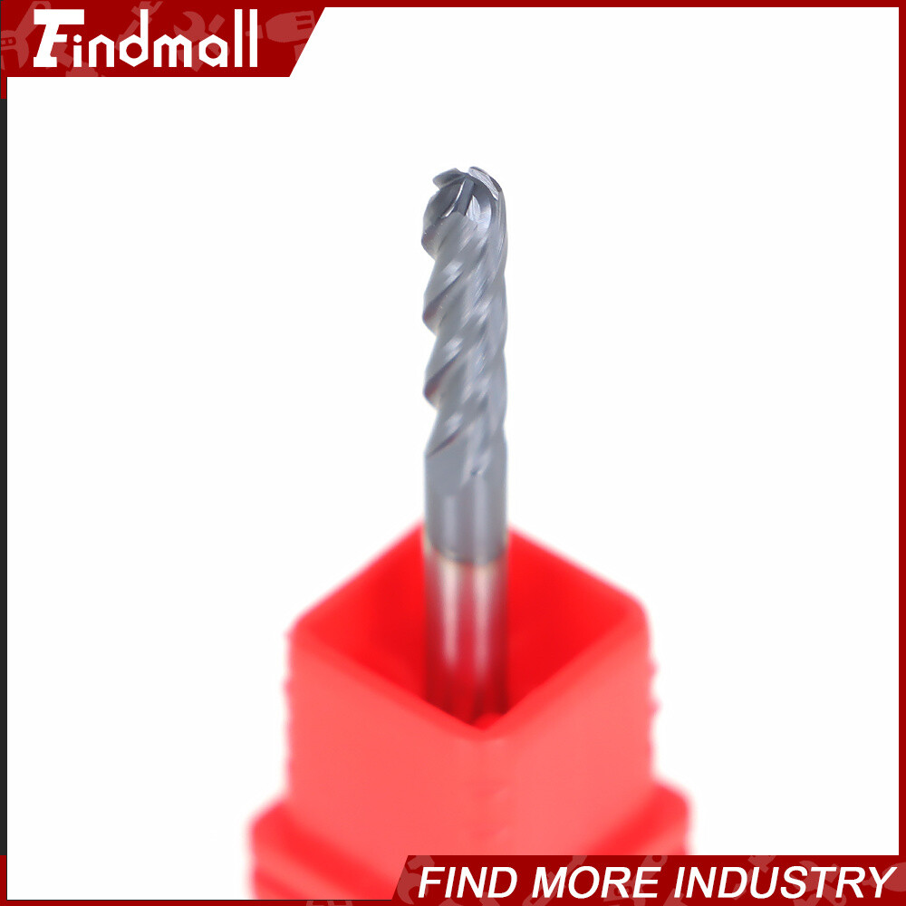 5 PCS 1/8″ 4 Flute 1-1/2″ Overall Length Ball Nose Carbide End Mill