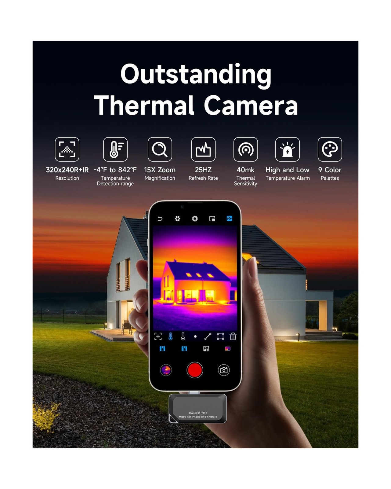 REVASRI Thermal Camera for Type-C iPhone & Android Device, 320×240 Super Reso…