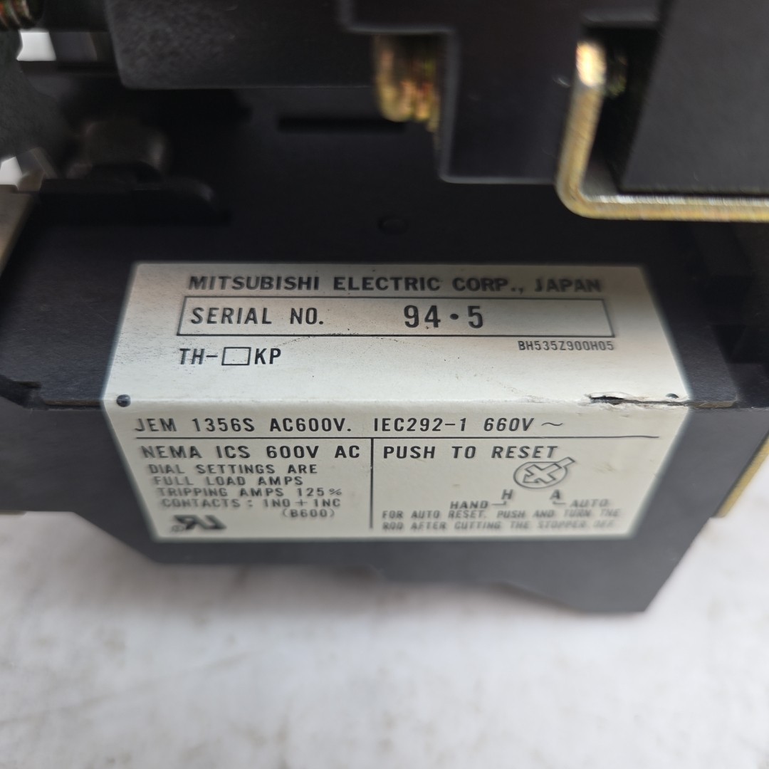 Mitsubishi S-K95 Magnetic Contactor 3 Pole w/ TH-K60TAKP Overload Relay 54-80A