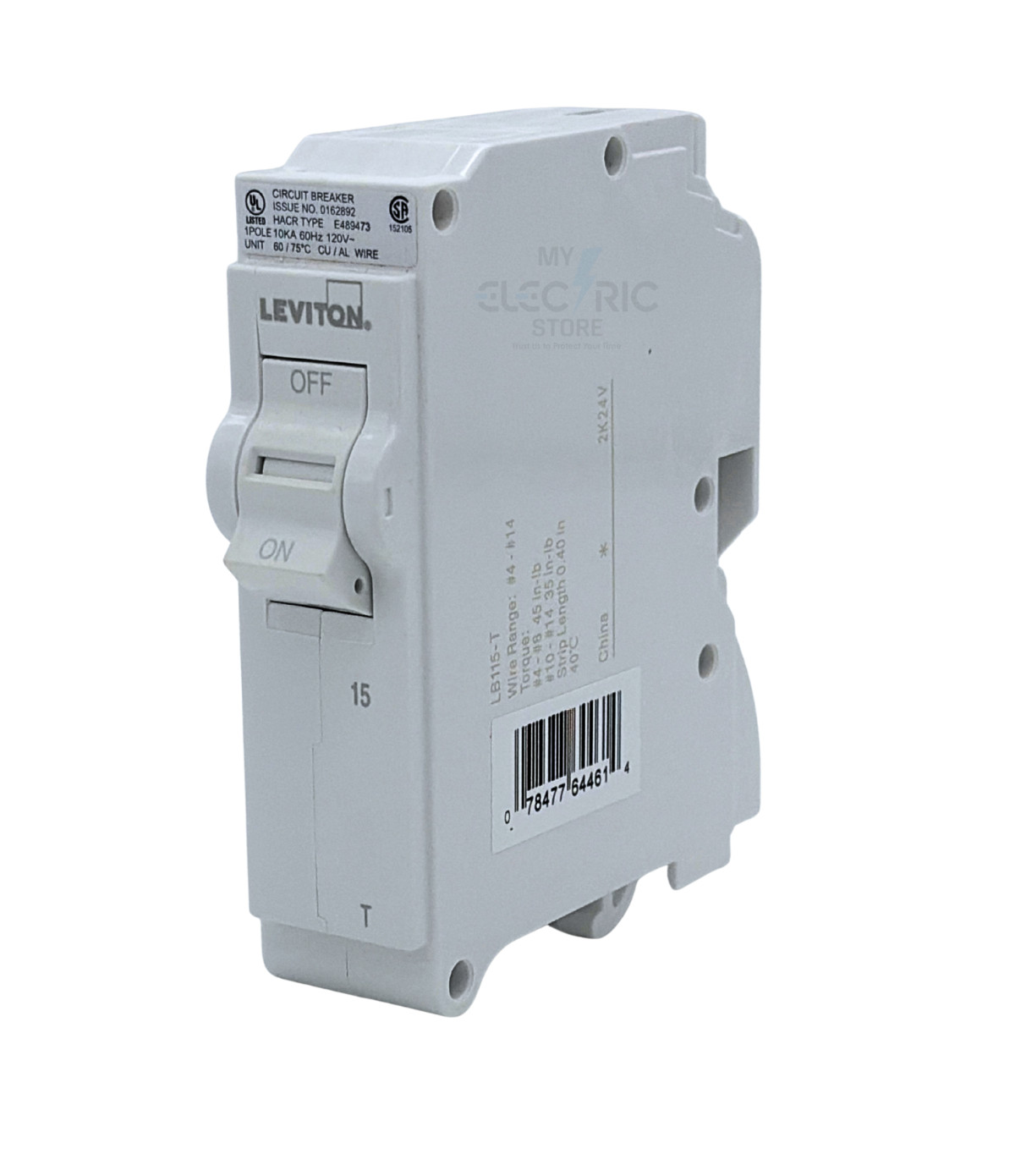 Leviton LB115-T 15A 1-Pole Plug-On Circuit Breaker Thermal Magnetic NEW