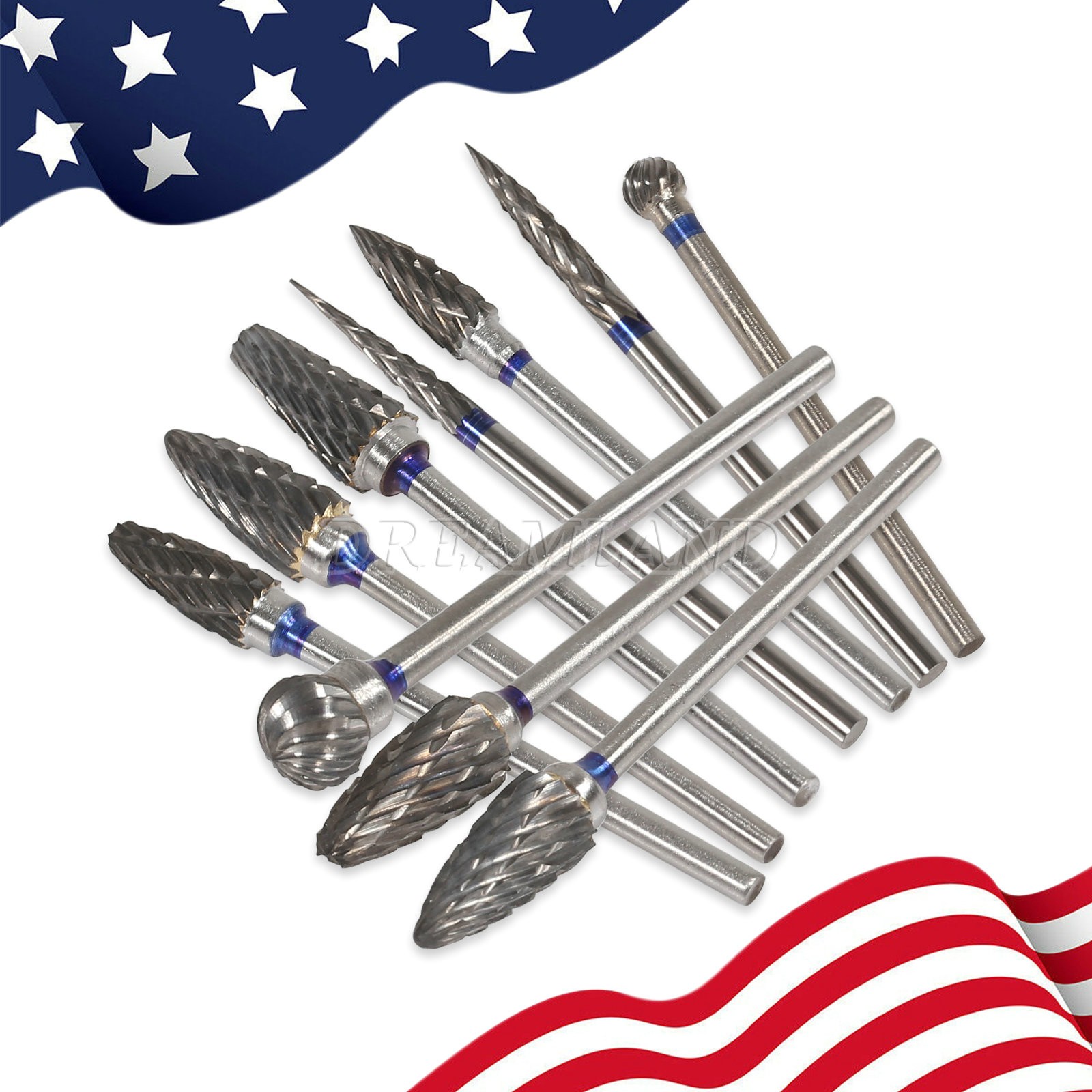 10Pcs Dental Lab Polishing Bur Drills Tungsten Steel Carbide Burs 2.35MM CE FDA