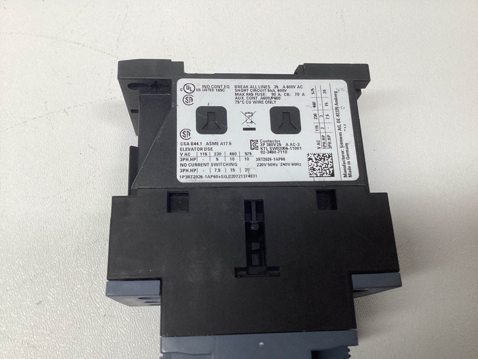 3RT2026-1AP60 SIEMENS Contactor 3RT2026-1AP60. 100% guaranteed .