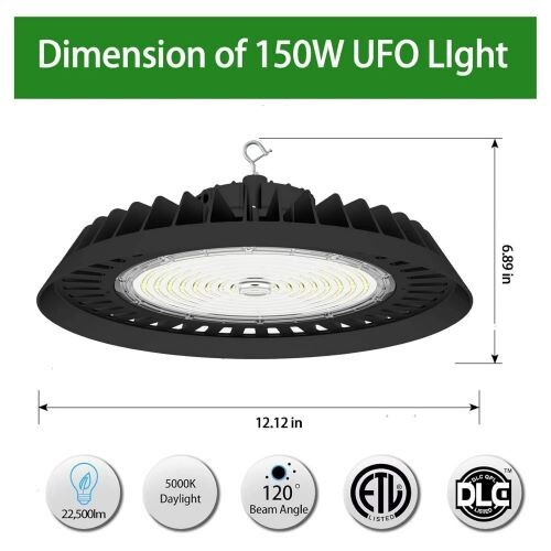 150W LED UFO High Bay Light Warehouse Commercial Industrial 5000K AC 100-277V