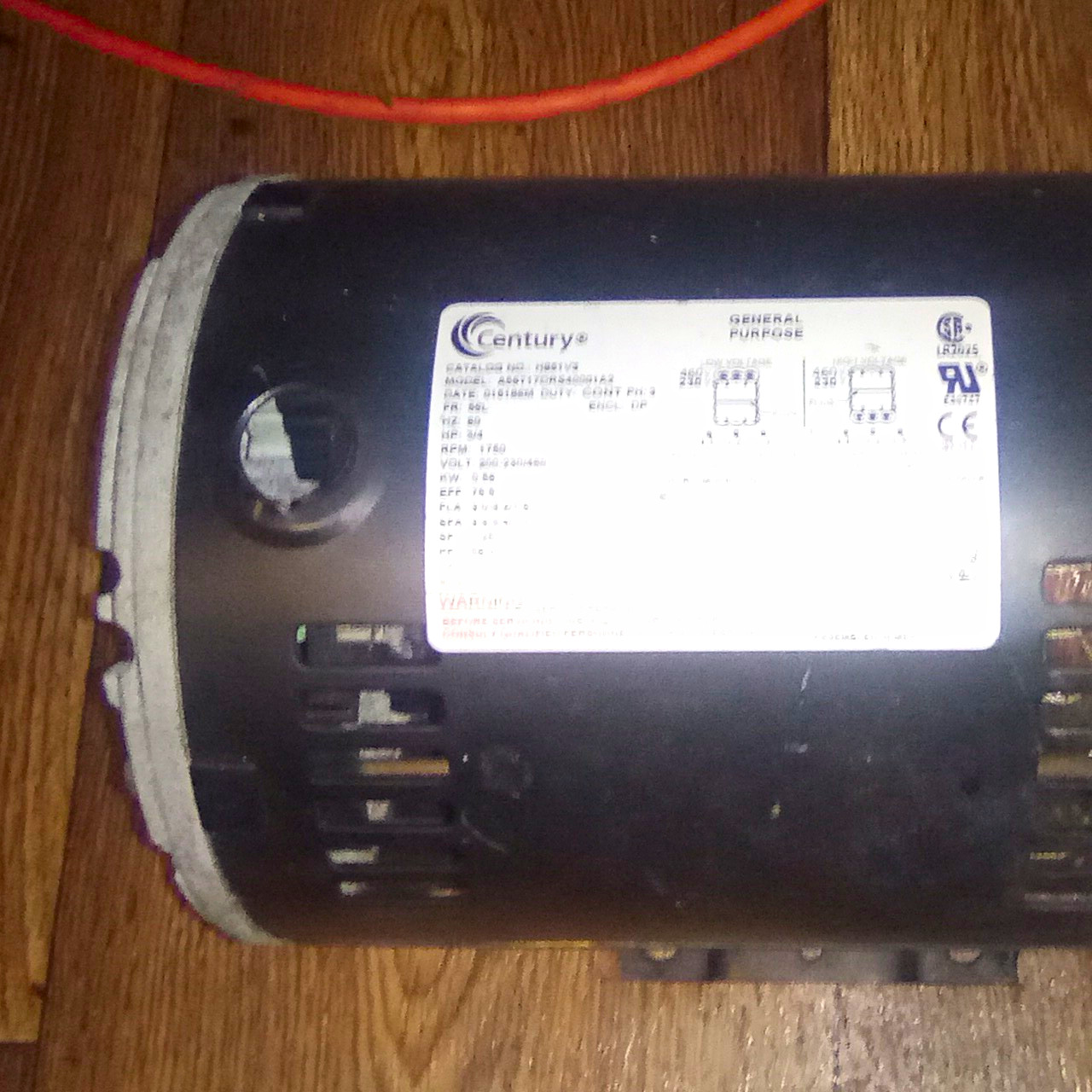 Century H718V1 1-1/2 HP 3450 RPM Single Phase ODP Motor 115/208-230V