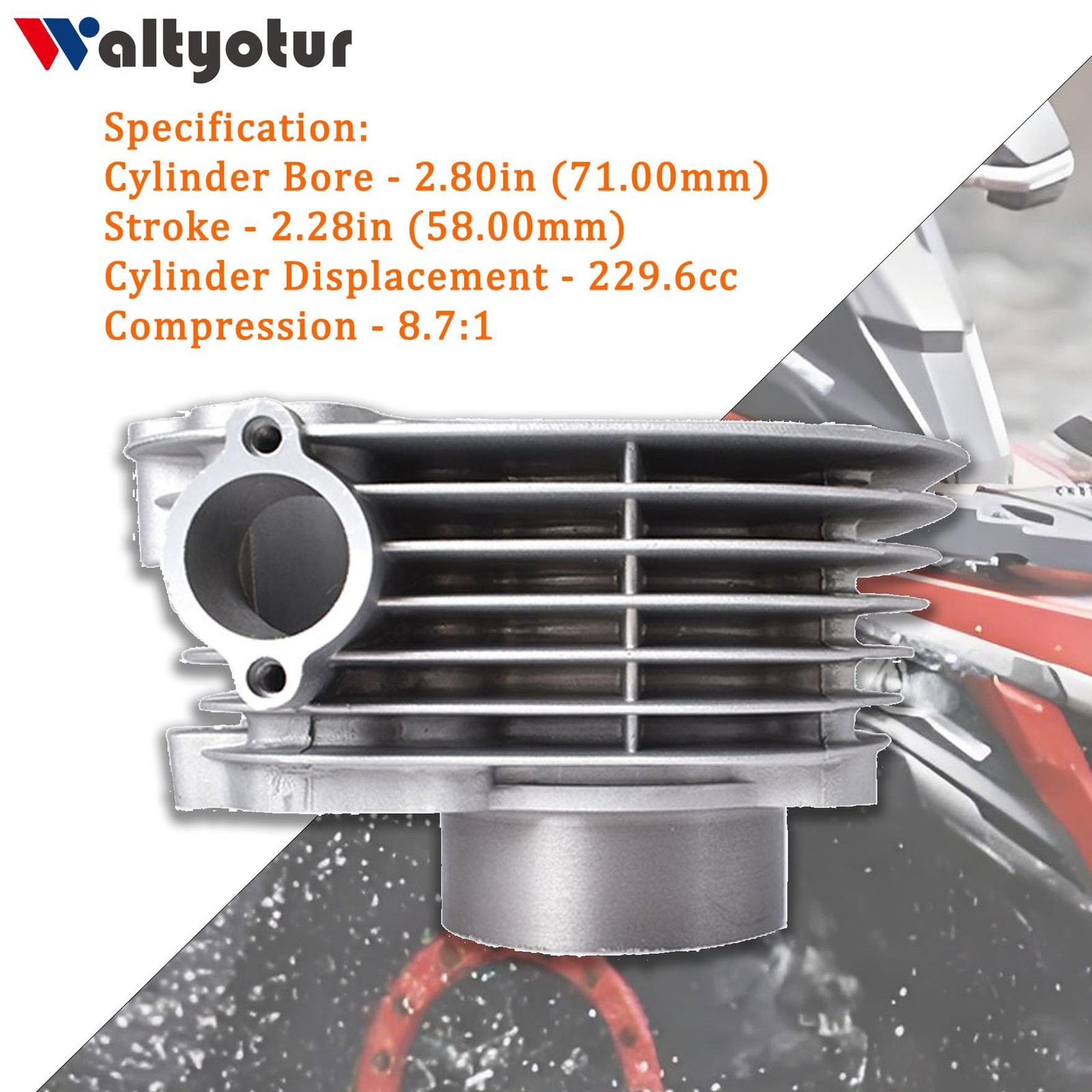 waltyotur Cylinder Piston Head Gasket Top End Kit Repalcement for Yamaha Bear…