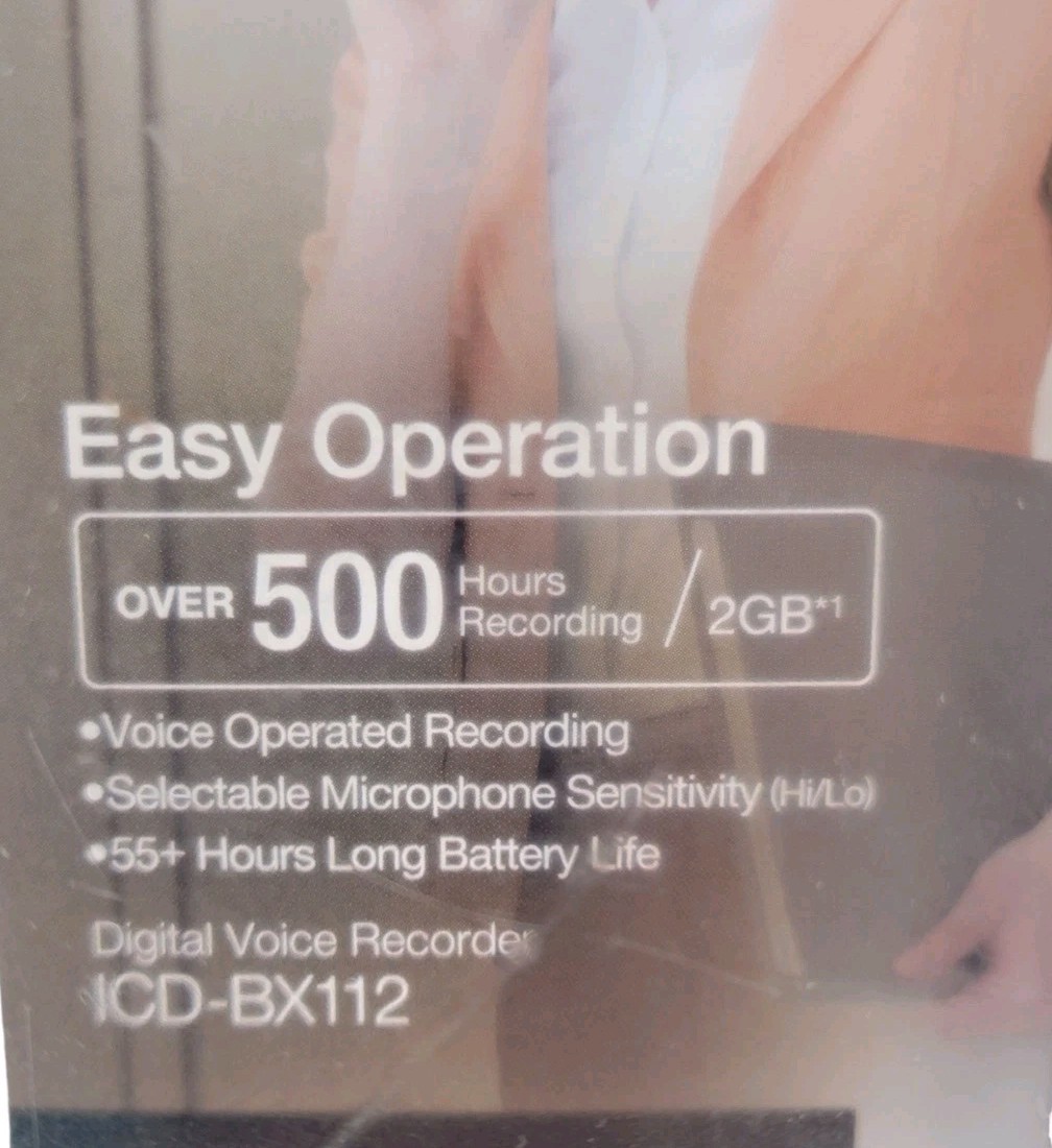 Sony ICD-BX112 Digital Voice Recorder 2GB 500Hr Easy Operation NEW Sealed