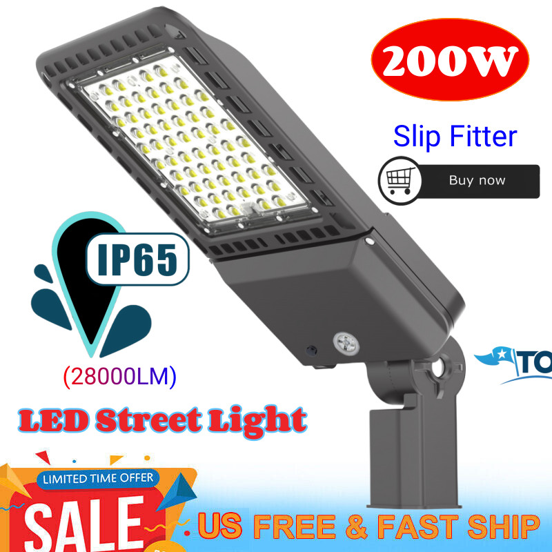 Led Parking Lot Street Pole Light Photocell 200W Shoebox Area Light Dusk to Dawn