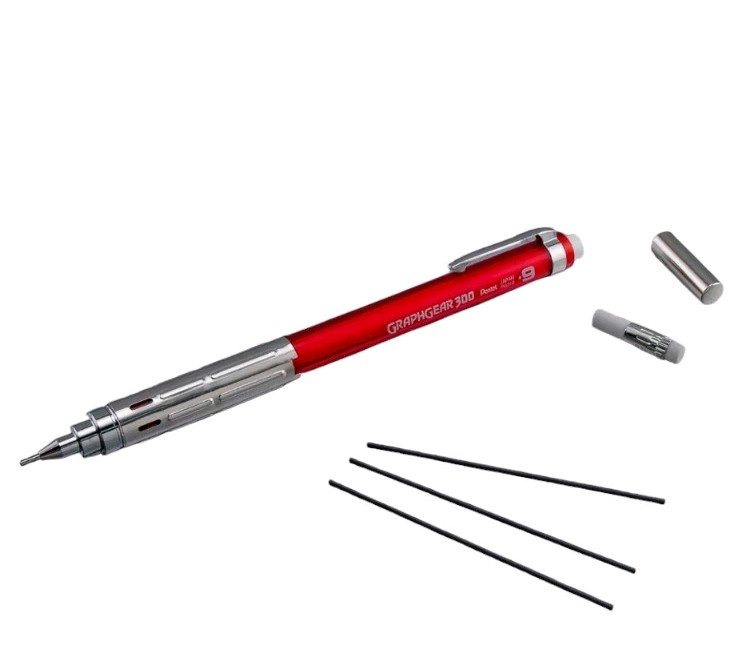 Pentel GraphGear 300 Mechanical Pencil (Red) 0.9 mm (Box of 9) PG319-TB